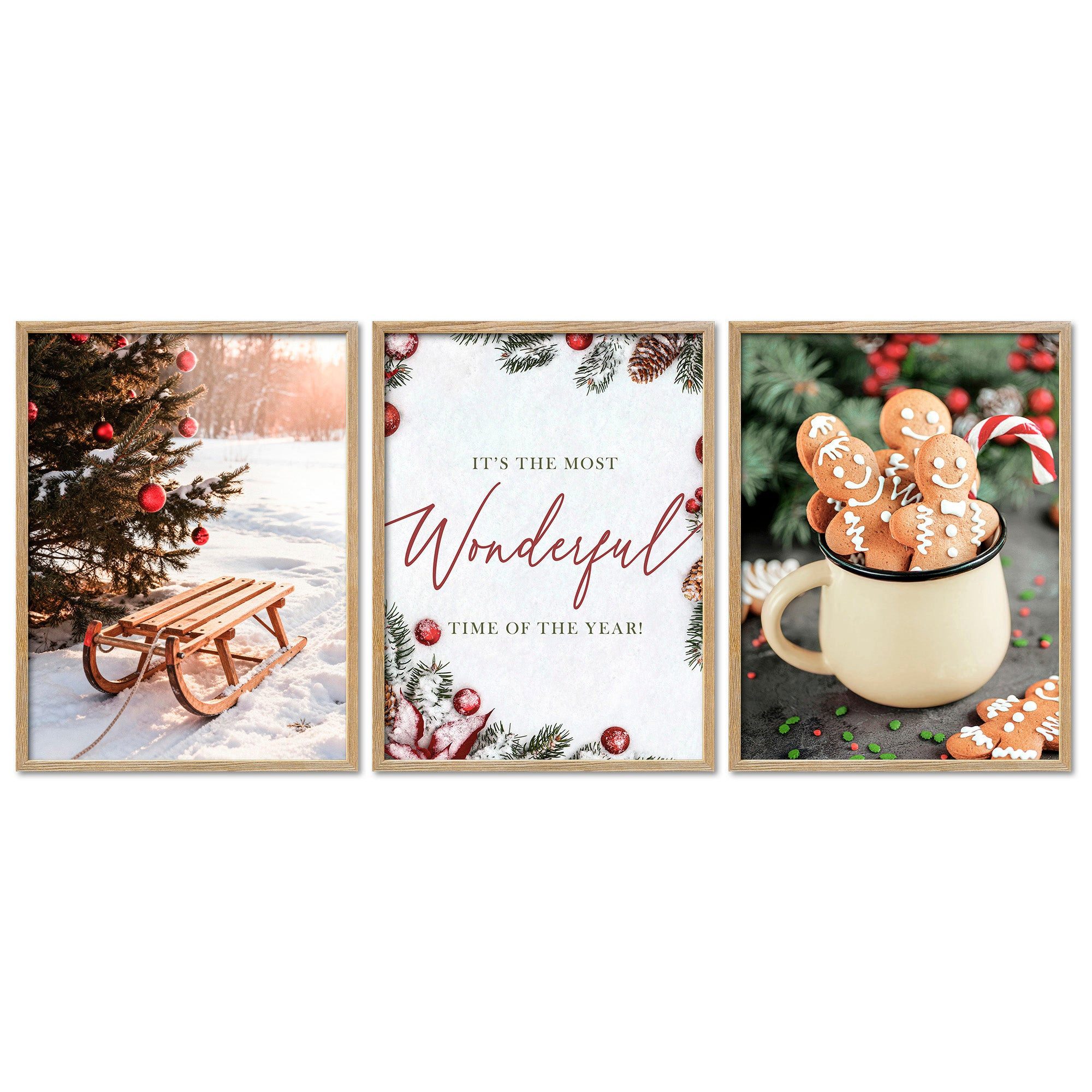 ARTFAVES Bilder-Collage Poster Set Christmas Trio 2 I mehrteilige Bilderwand I Wandbilder Weih, (Wandbilder modern, 3 St)