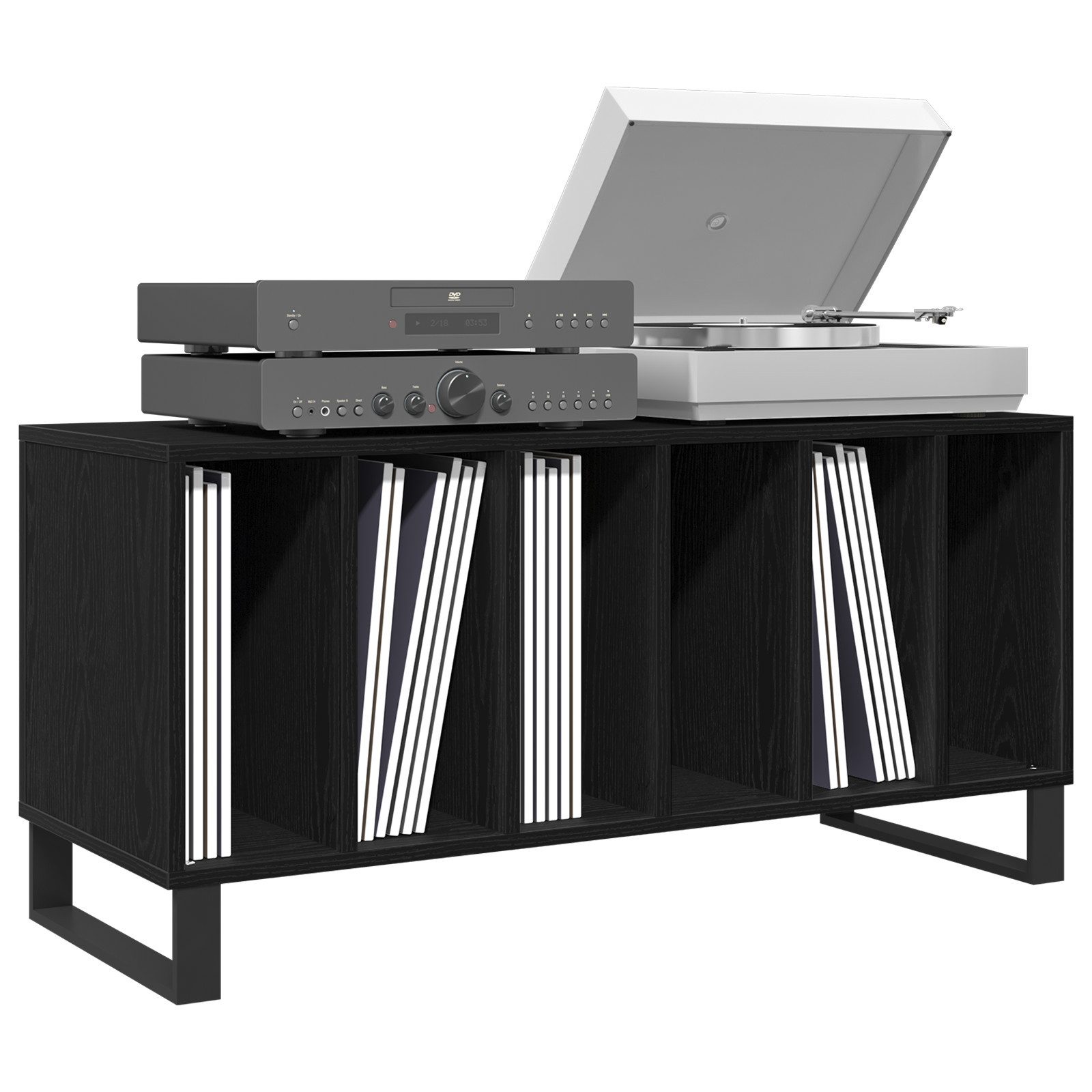 vidaXL Media-Regal Schallplattenschrank Schwarz Eiche 100x38x48 günstig online kaufen