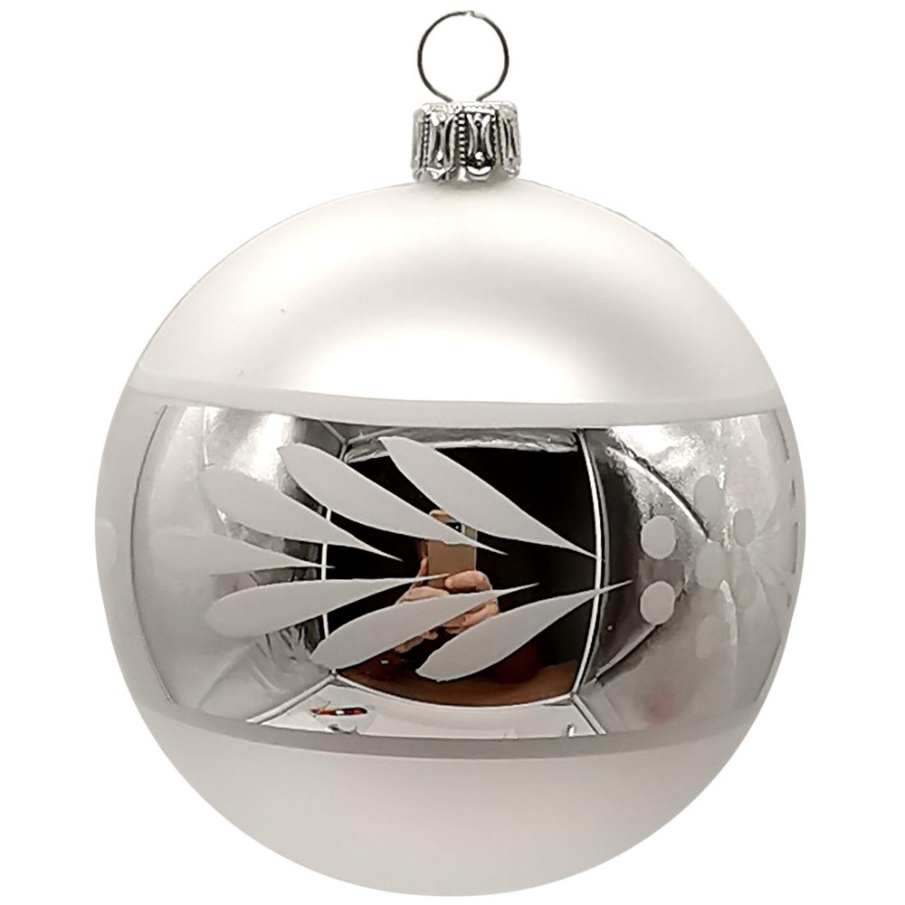 Schatzhauser Weihnachtsbaumkugel Christbaumkugel nostalgischer Zauber, silber (1 St), mundgeblasen, handbemalt