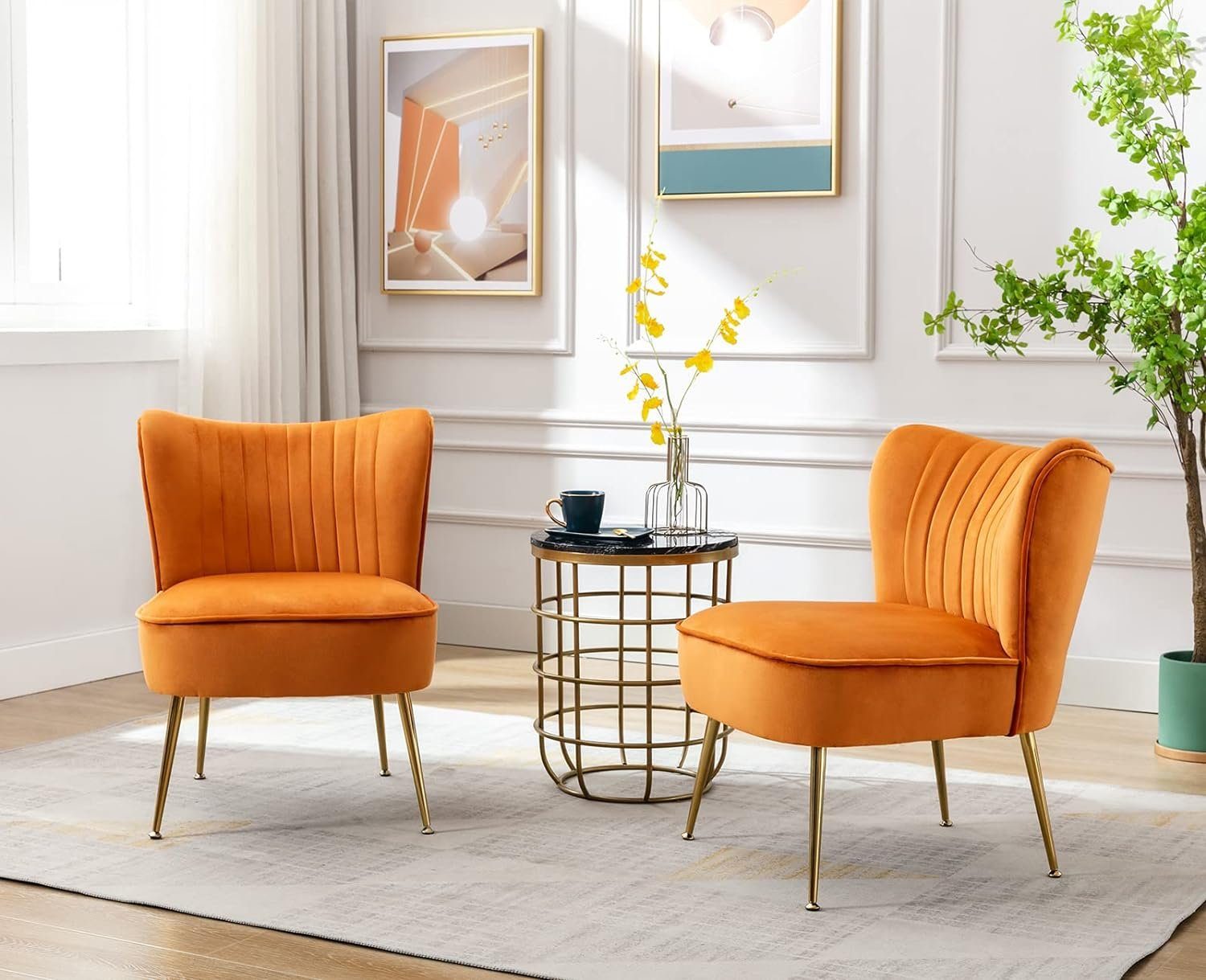 WAHSON OFFICE CHAIRS Geplosterter Loungesessel Sessel Wohnzimmer Ohrensessel Orange moderner