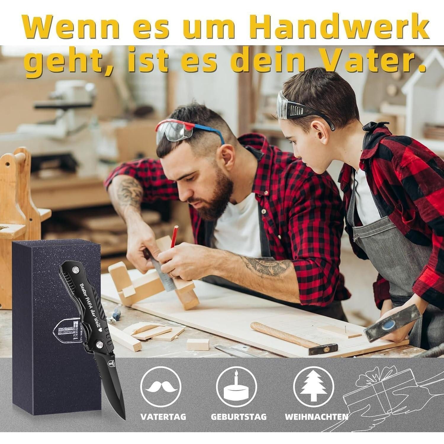 LuxusKollektion Multitool Multitool Messer Geschenkset für Papa - Outdoor Weihnachtsgeschenk DIY – Bild 2 von 5