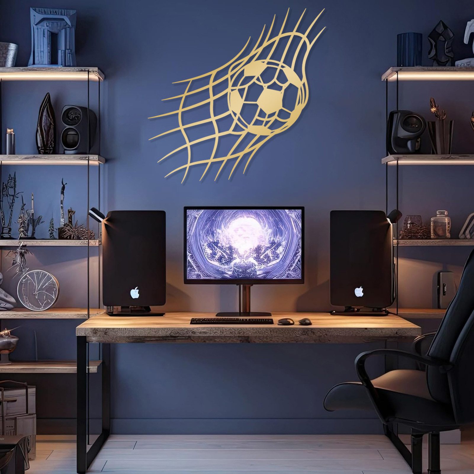 Jumpeak Wanddekoobjekt FIFA Weltmeisterschaft Deko Wand,Sport Deko Wand,Fußballnetz Kunst,WM, Metall, 4 Farben, Fußballfan Geschenk, Fußballliebhaber Deko, 53×53cm
