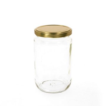 MamboCat Einmachglas 12er Set Rundglas 720 ml To 82 goldener Deckel incl Diamant Rezeptheft, Glas