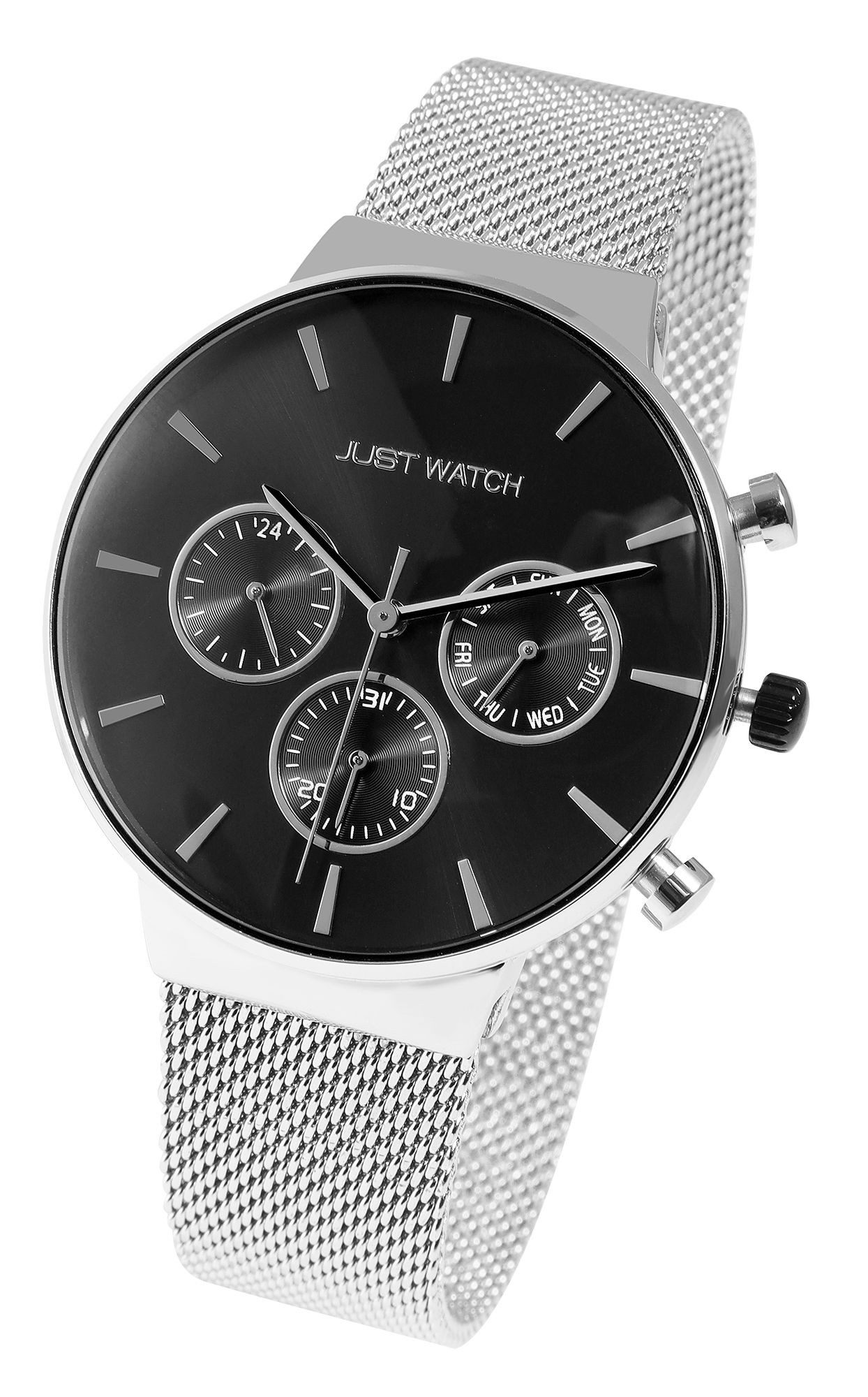 JUST WATCH Quarzuhr Jaxon Multifunktionsuhrwerk,Edelstahl, Meshband, Herren