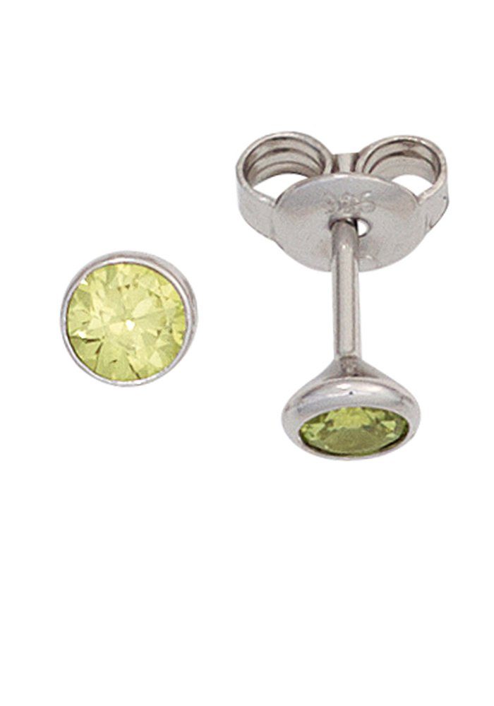 JOBO Paar Ohrstecker kleine Zirkonia-Ohrringe 4,5 mm, 925 Silber rhodiniert