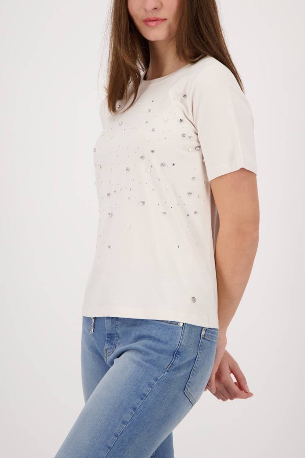 Monari T-Shirt 410112 Exklusive Strass- und Perlen-Details