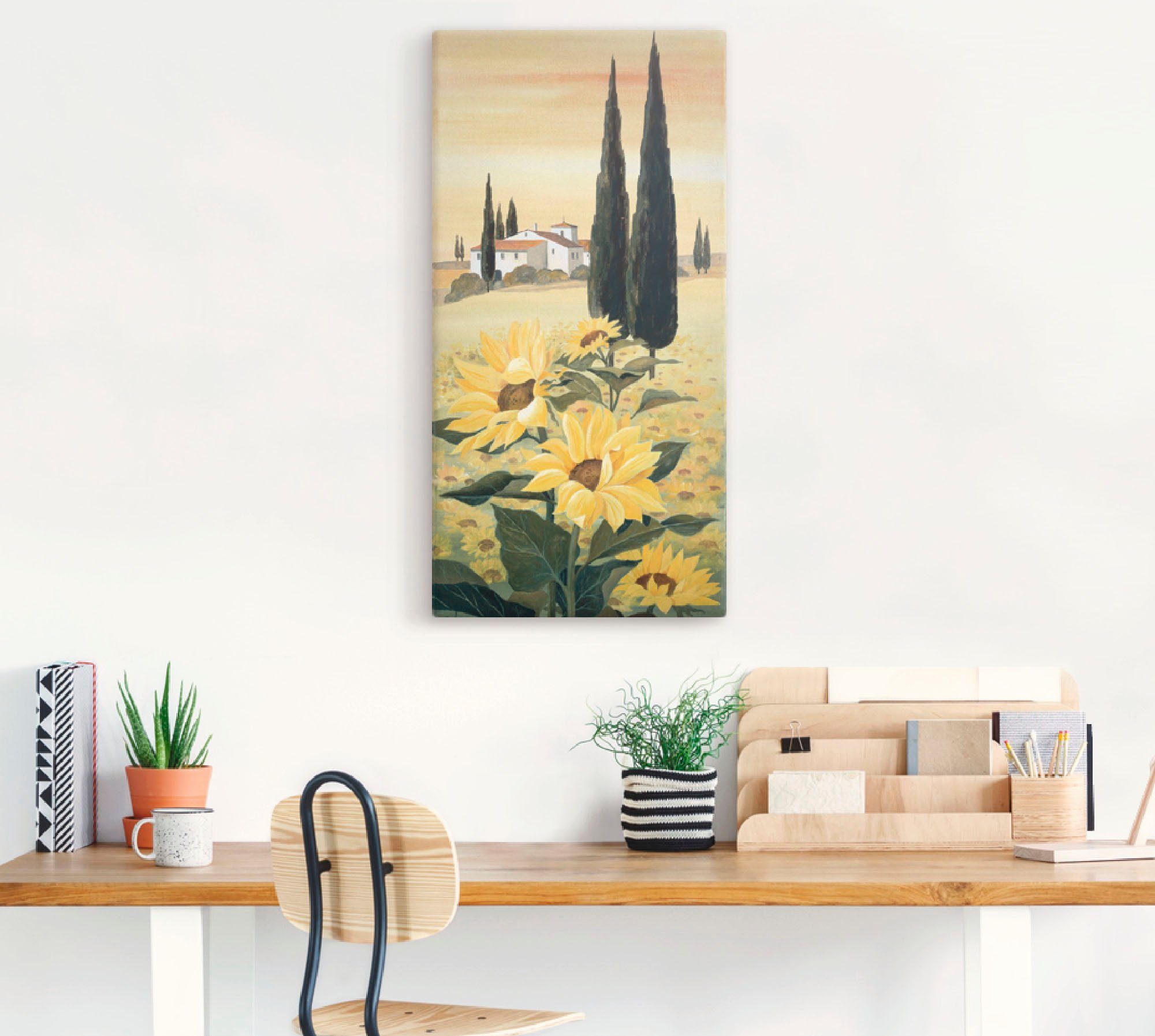 Artland Leinwandbild Südliche Weite, Blumen (1 St), auf Holzrahmen gespannt