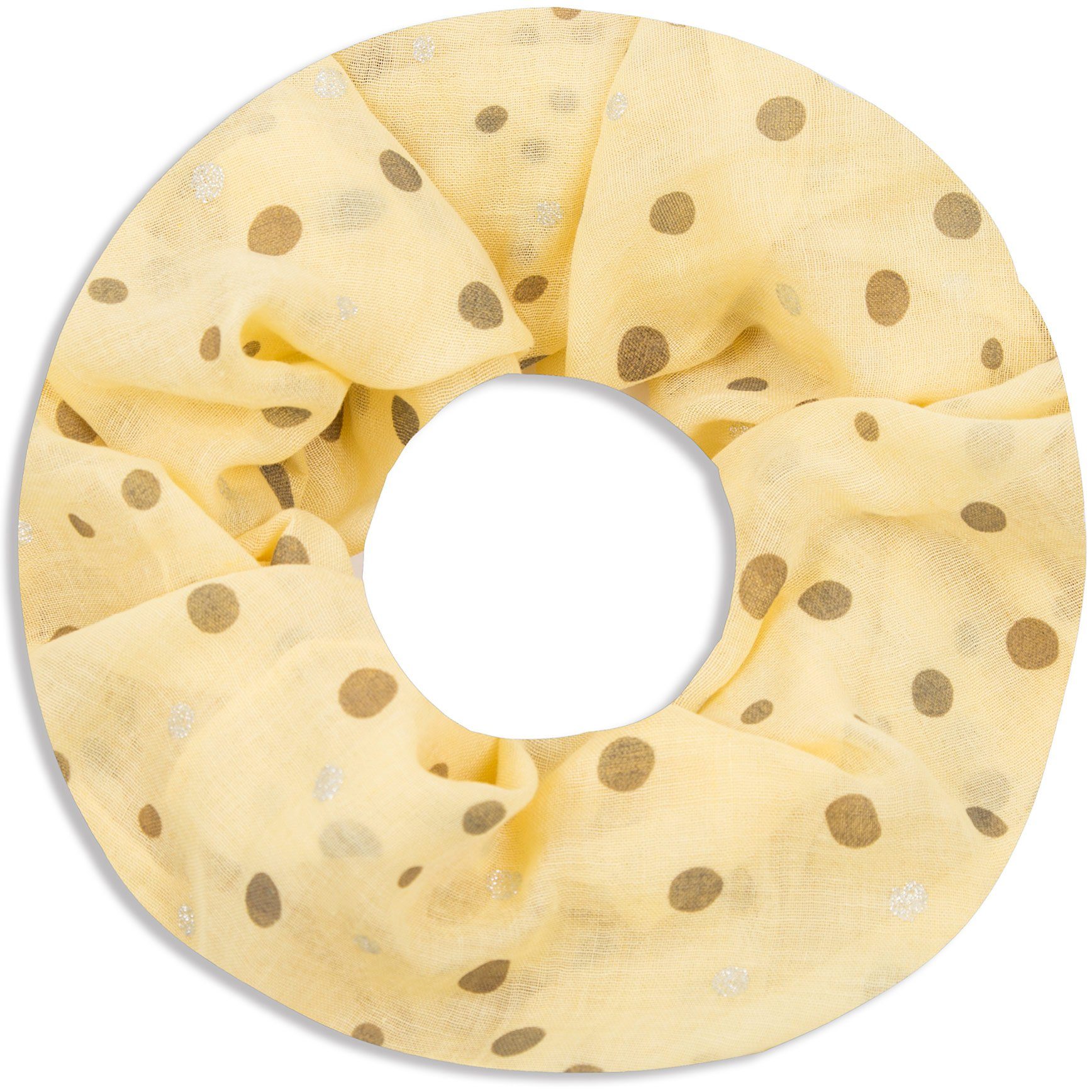 Faera Loop, Damen Schal luftig und weich mit erfrischendem Punkt-Muster Loopschal Rundschal gelb