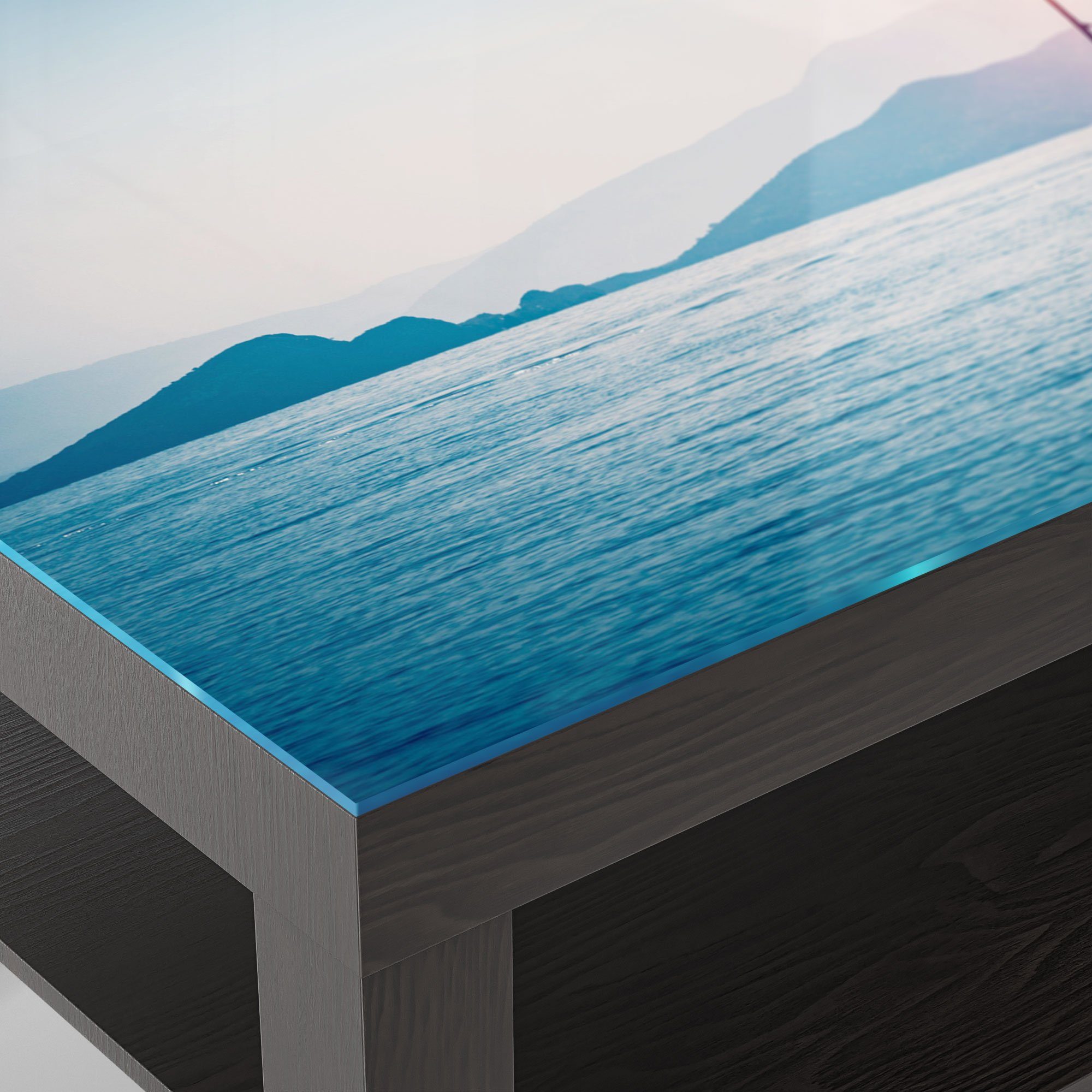 Schwarz Abendsonne', modern DEQORI in Couchtisch Beistelltisch Glas Glastisch 'Segelboot