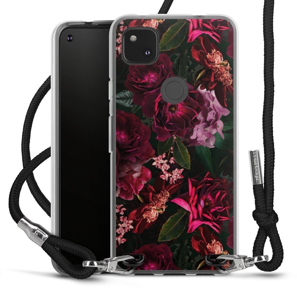DeinDesign Handyhülle Rose Blumen Blüte Dark Red and Pink Flowers, Google Pixel 4a Handykette Hülle mit Band Case zum Umhängen