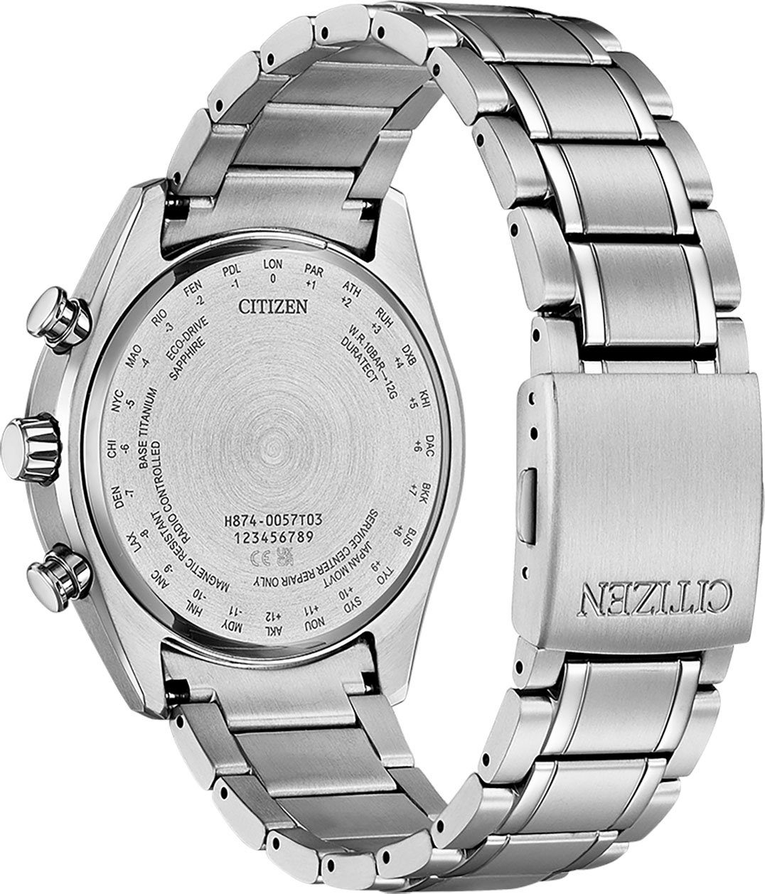 Citizen Funkchronograph Tsuki-yomi BY1010-81L, Armbanduhr, Herrenuhr, Solar, Titan, Stoppfunktion, Mondphase