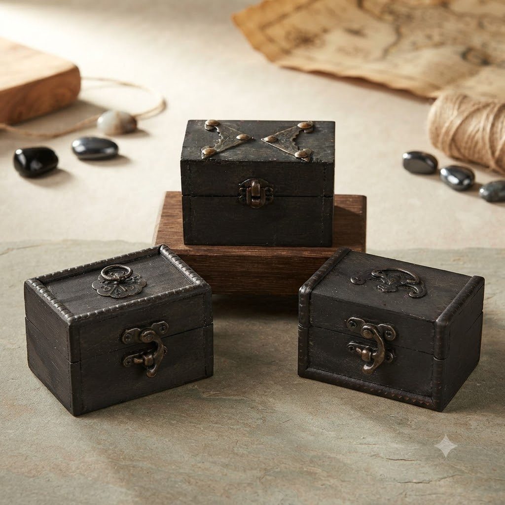 Eurosouvenir Truhe Exklusives 3er-Set Miniatur-Holztruhen im Vintage-Look (Set, 3 St., 3er Set), Verschiedene Designs