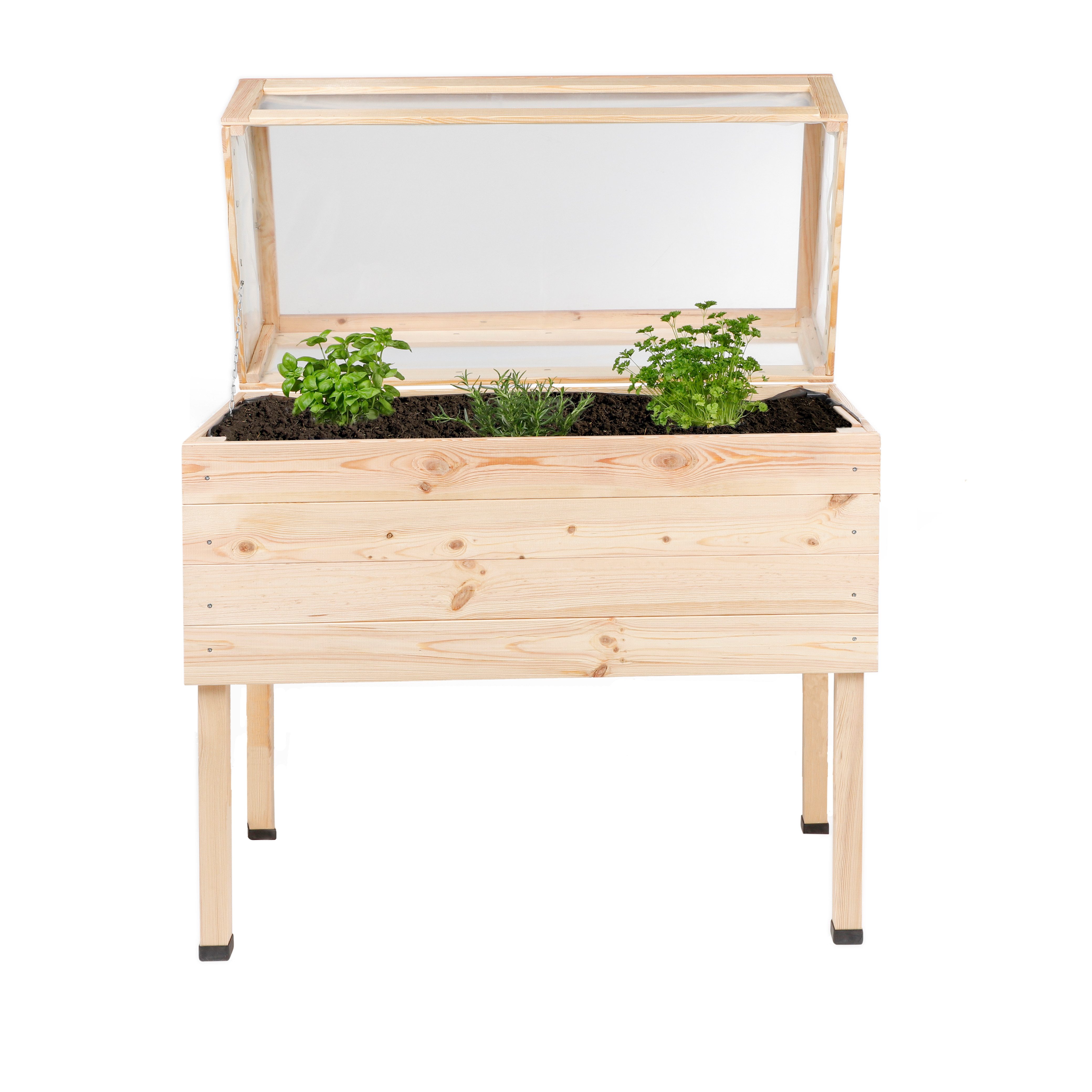 Haushalt International Hochbeet Holz mit Deckel Pflanzkasten Blumenkasten Gemüsebeet Pflanzbeet 62914 (Set, Set), mit Deckel