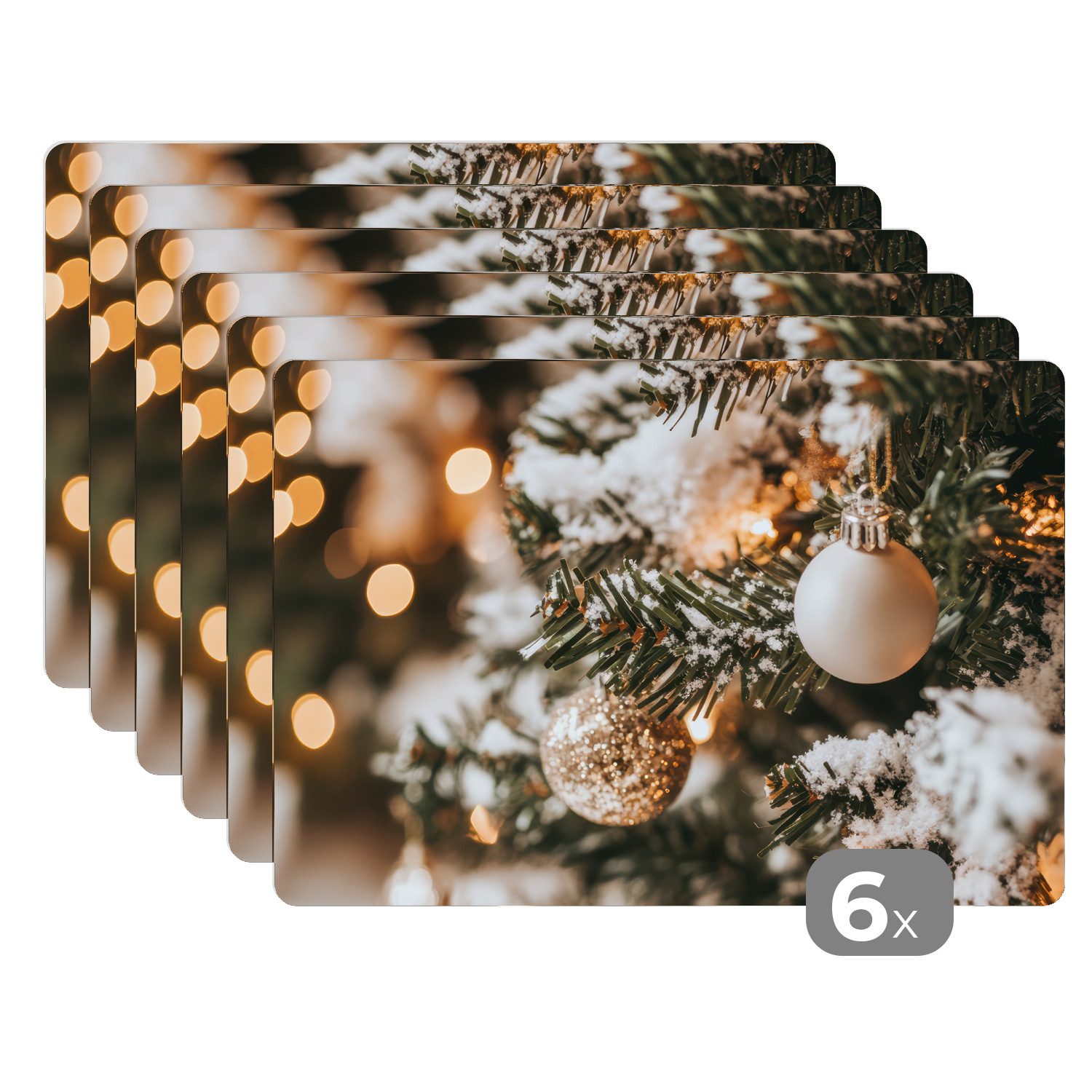 MuchoWow Platzset Weihnachten - Weihnachtsbaum - Winter - Innen - Schnee, ( günstig online kaufen