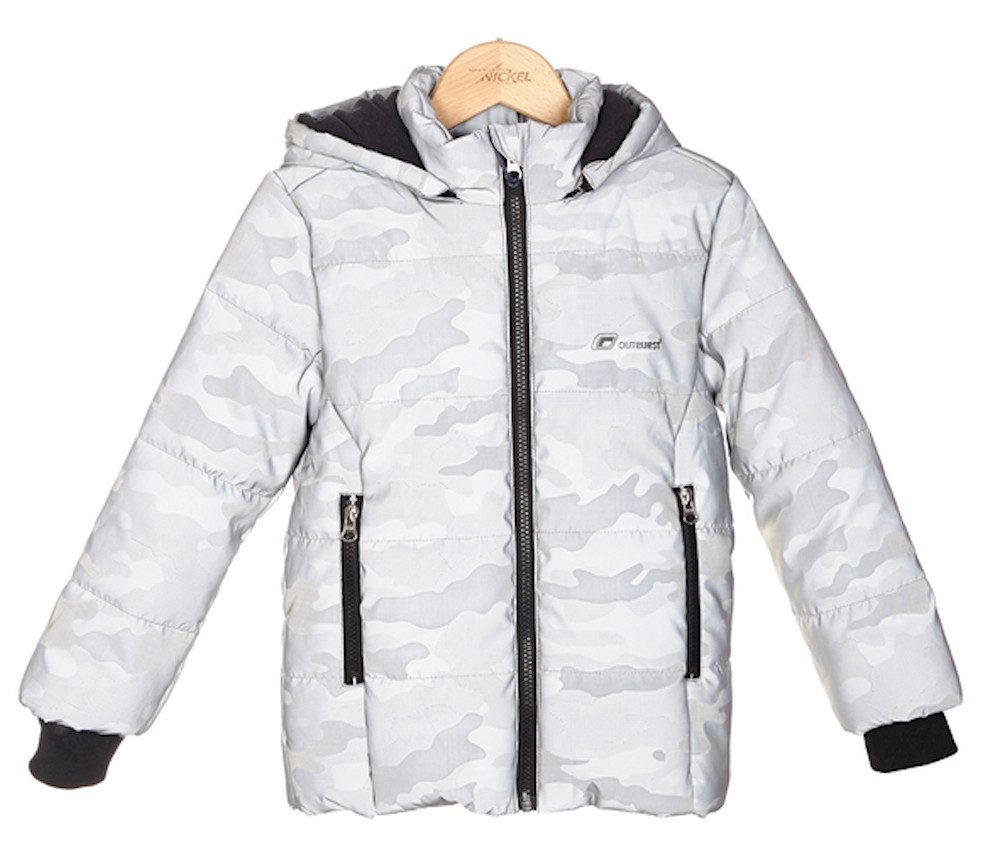 Outburst Winterjacke Outburst Mädchen Steppjacke Winterjacke reflektierend silber camouflag (1-St., kein Set)