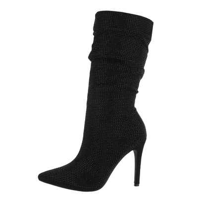 Ital-Design Damen Abendschuhe Party & Clubwear High-Heel-Stiefel (81775181) Pfennig-/Stilettoabsatz High-Heel Stiefel in Schwarz