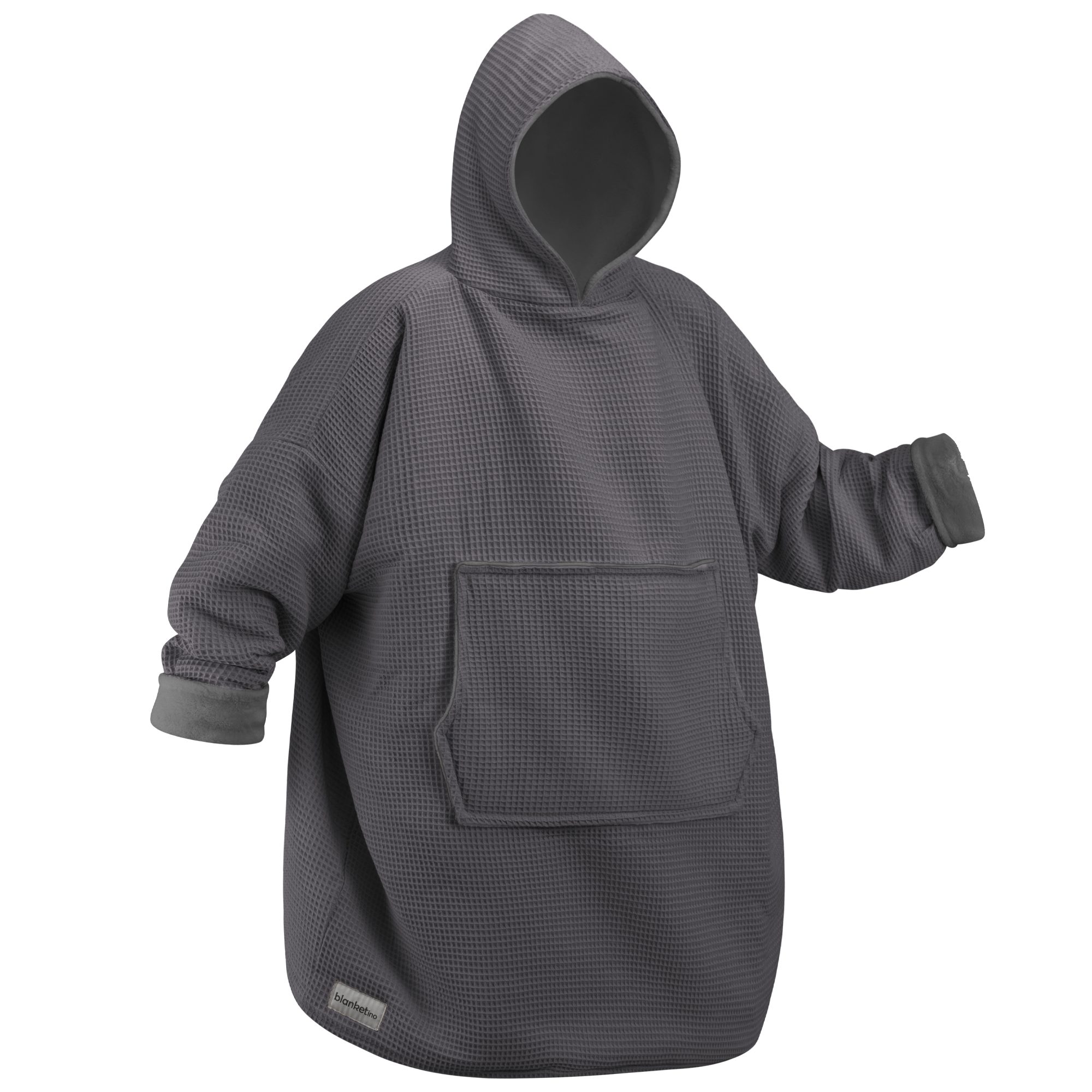 Wohndecke weicher Deckenhoodie, Kapuzendecke, blanketino, hochwertiger Kuschelhoodie in Vulkangrau, Made in Germany