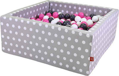 Knorrtoys® Bällebad Soft, Grey White Dots, eckig mit 100 Bällen creme/Grey/rose; Made in Europe