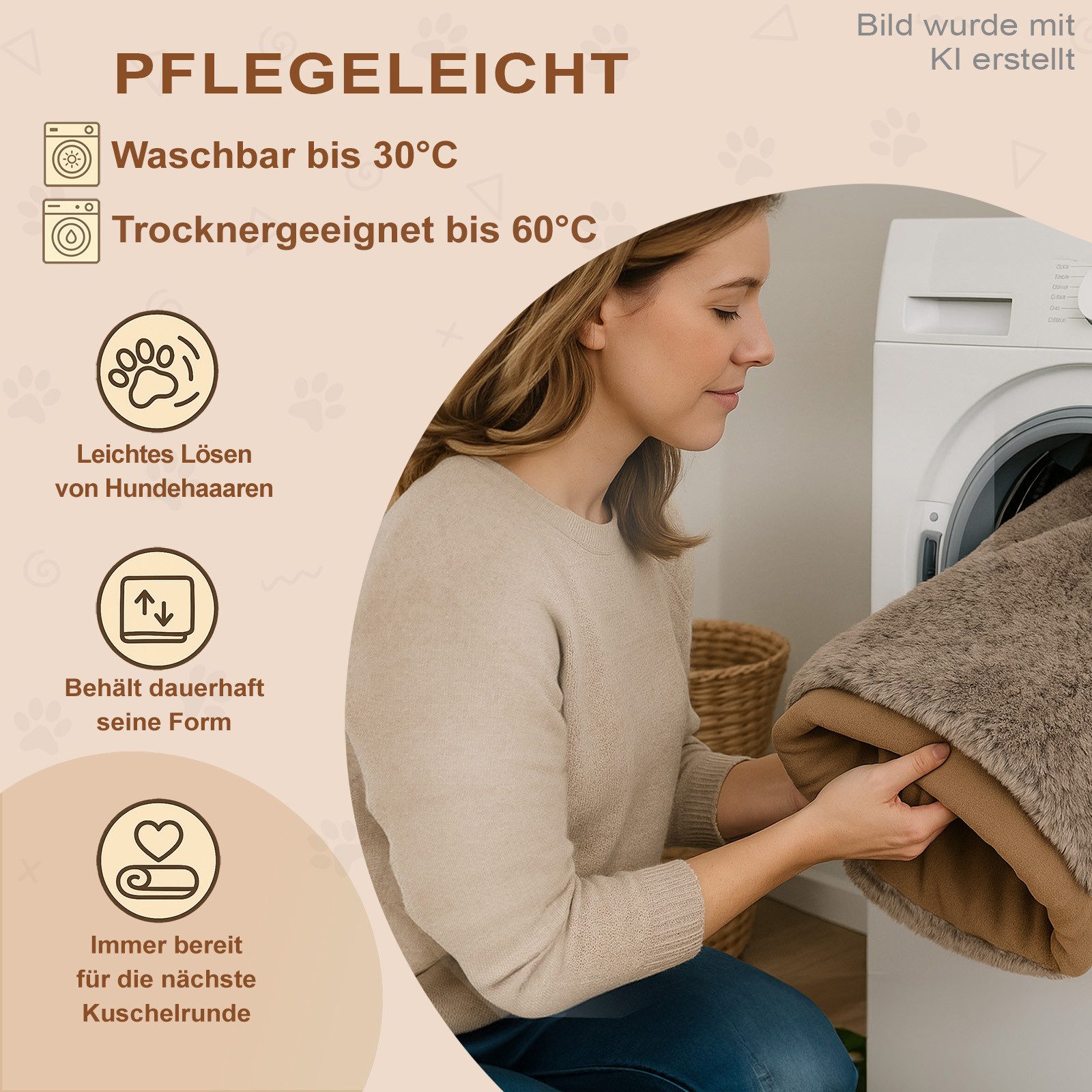 XiRRiX Pfotenliebling Tierdecke Hundedecke Flauschige Liegedecke Wärmend, aus weichem Hasen Fell Imitat, Farbe: braun/grau, Schutzdecke für Sofa, Körbchen, Auto – Bild 5 von 5
