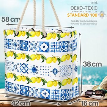 VOID Strandtasche (1-tlg), Mediterranes Muster Zitronen mediterran mittelmeer zitrone küche flie