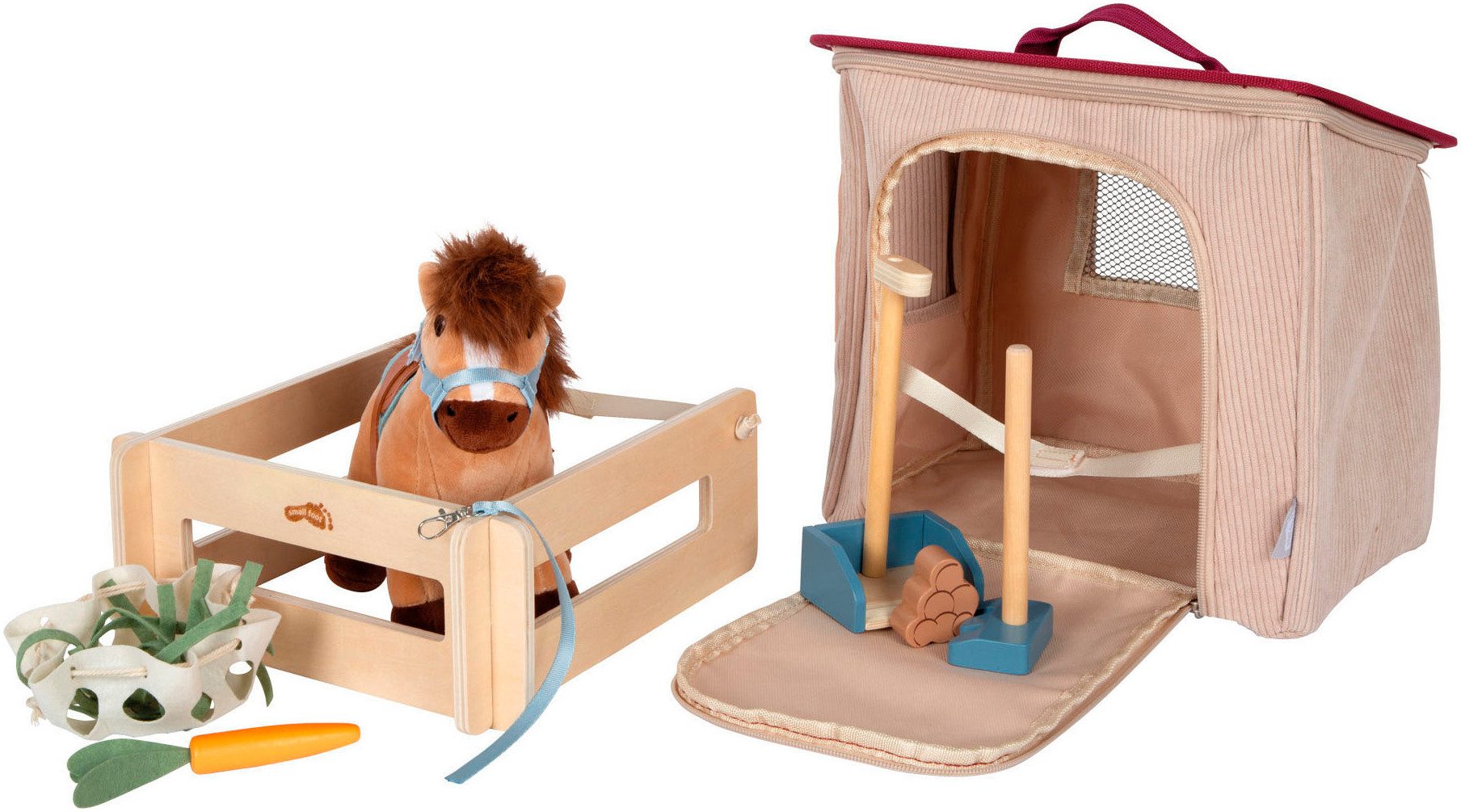 Small Foot Spielwelt Spielset Pferd mit Stall und Zubehör