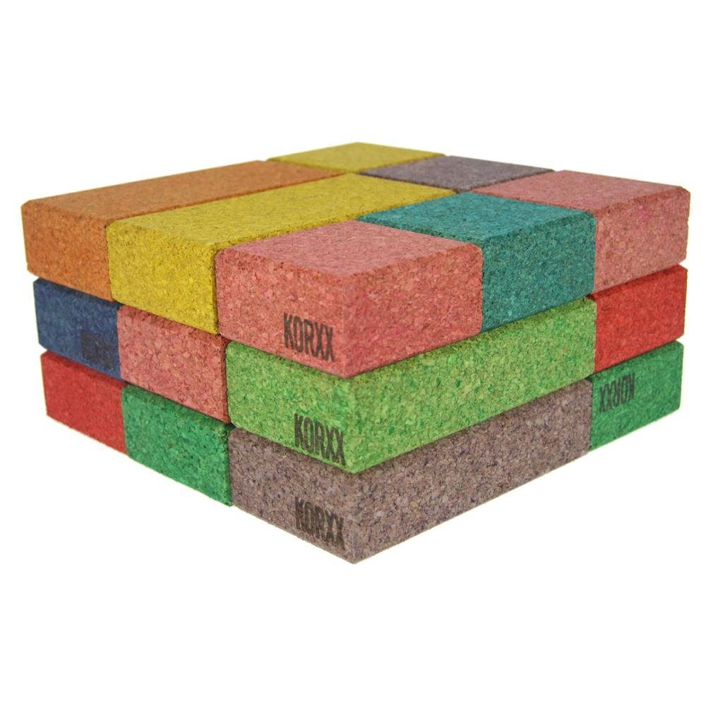 KORXX Spielbausteine Korxx rechteckige und quadratische Bauklötze in verschiedenen Farben 19 Stk.