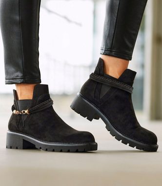 LASCANA Chelseaboots mit abnehmbarem Band und Chunky-Sohle, Ankle Boots, Stiefelette