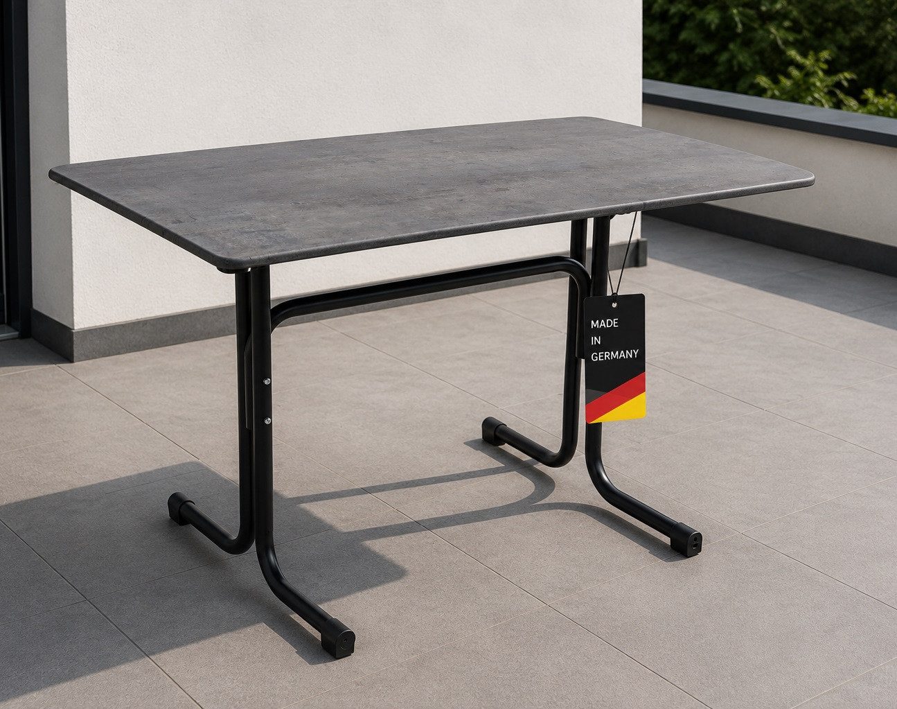 Gardissimo Gartentisch 120 x 80 cm Concrete smartline Balkontisch zusammenklappbar (Spar-Set, 1 Tisch), Made in Germany / klappbar / wetterfest / pflegeleicht