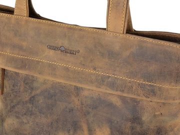 Greenburry Handtasche "Vintage" Leder, used Look, Schultertasche 39x31cm, Shopper, antikbraun