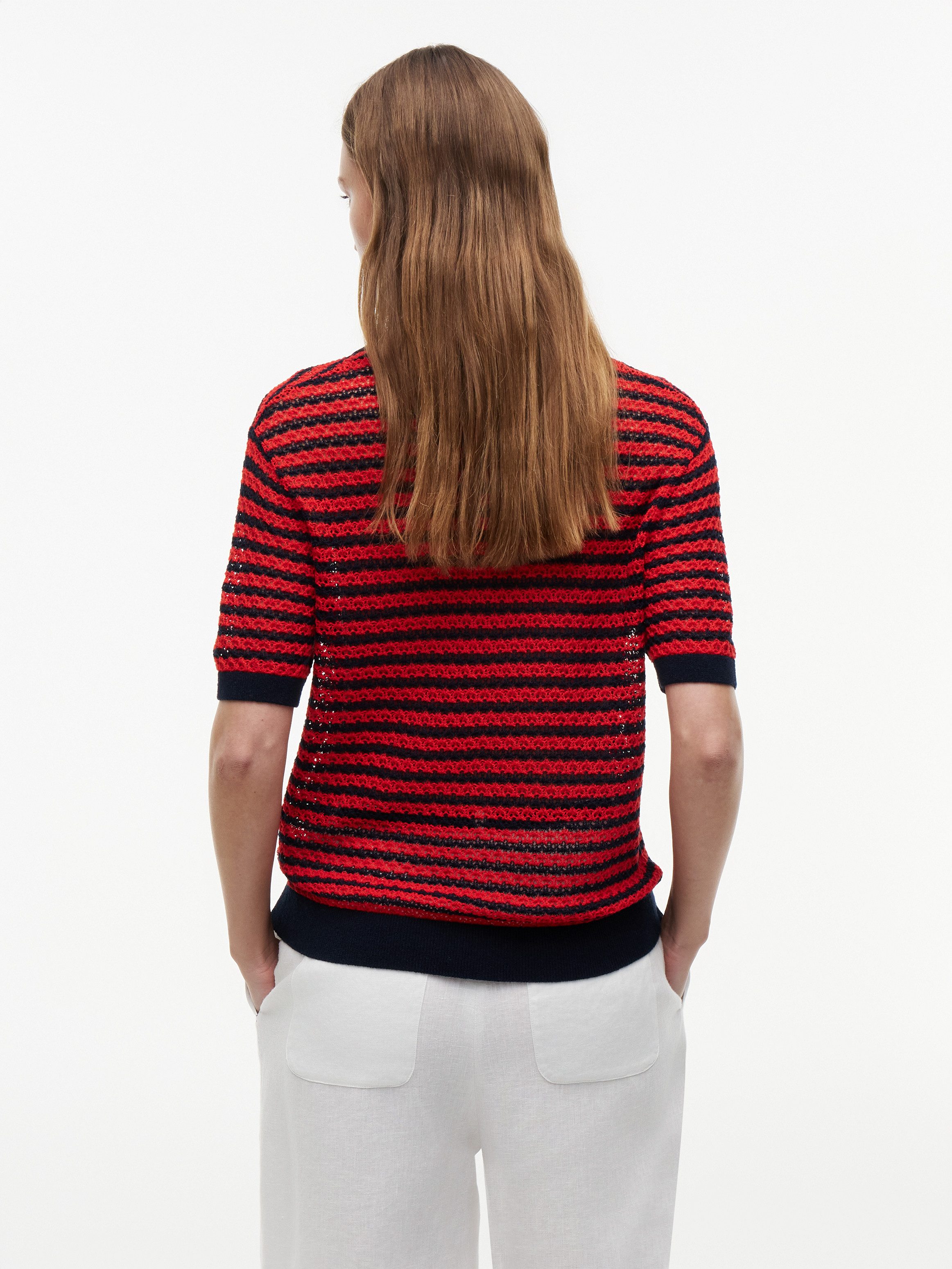 Tommy Hilfiger Polokragenpullover POINTELLE V-NK POLO SS Baumwollmischung, Polokragen