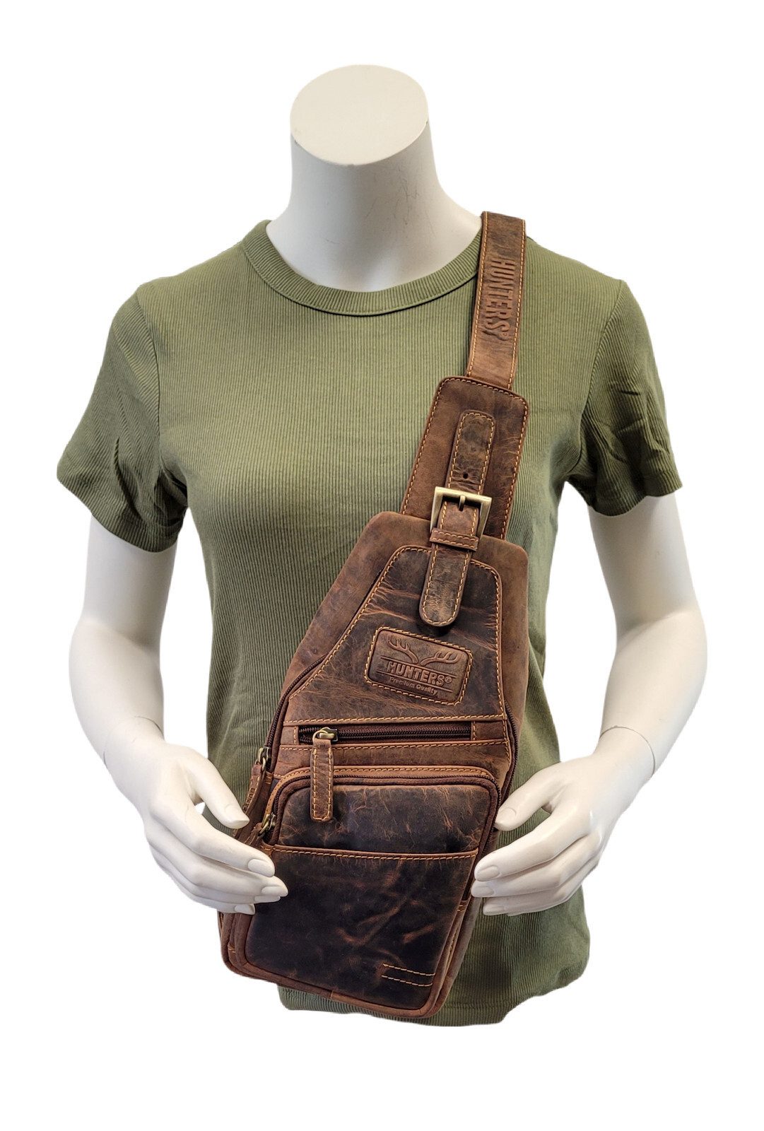 Lemasi Umhängetasche echt Leder Slingbag Crossbody Bag Crossbag, robustes und langlebiges Hunterleder