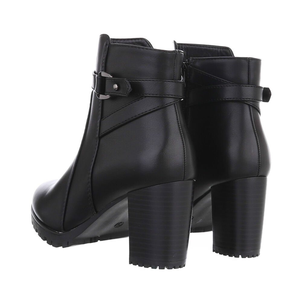 Ital-Design Damen High-Heel-Stiefelette (84338190) Blockabsatz High-Heel Stiefeletten in Schwarz