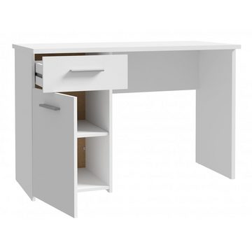 Forte Möbel Schreibtisch Schreibtisch METAMEA Weiß Arbeitstisch ca. 110 x 72 x 52 cm 1 Türe