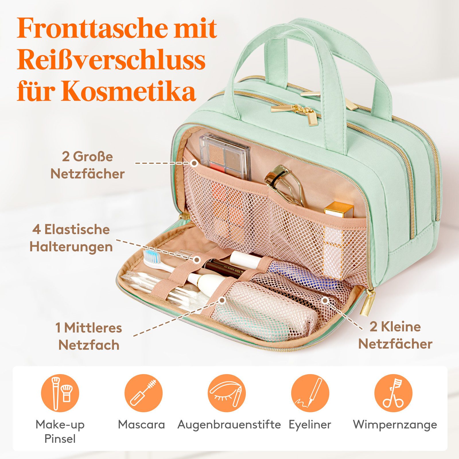 Lifewit Kulturbeutel Reise Kulturtasche Damen, Wasserabweisende Kulturbeutel mit Nassfach (Set, 1-er, B/H/T 13/15.5/26 cm), Tragbar – Bild 4 von 5