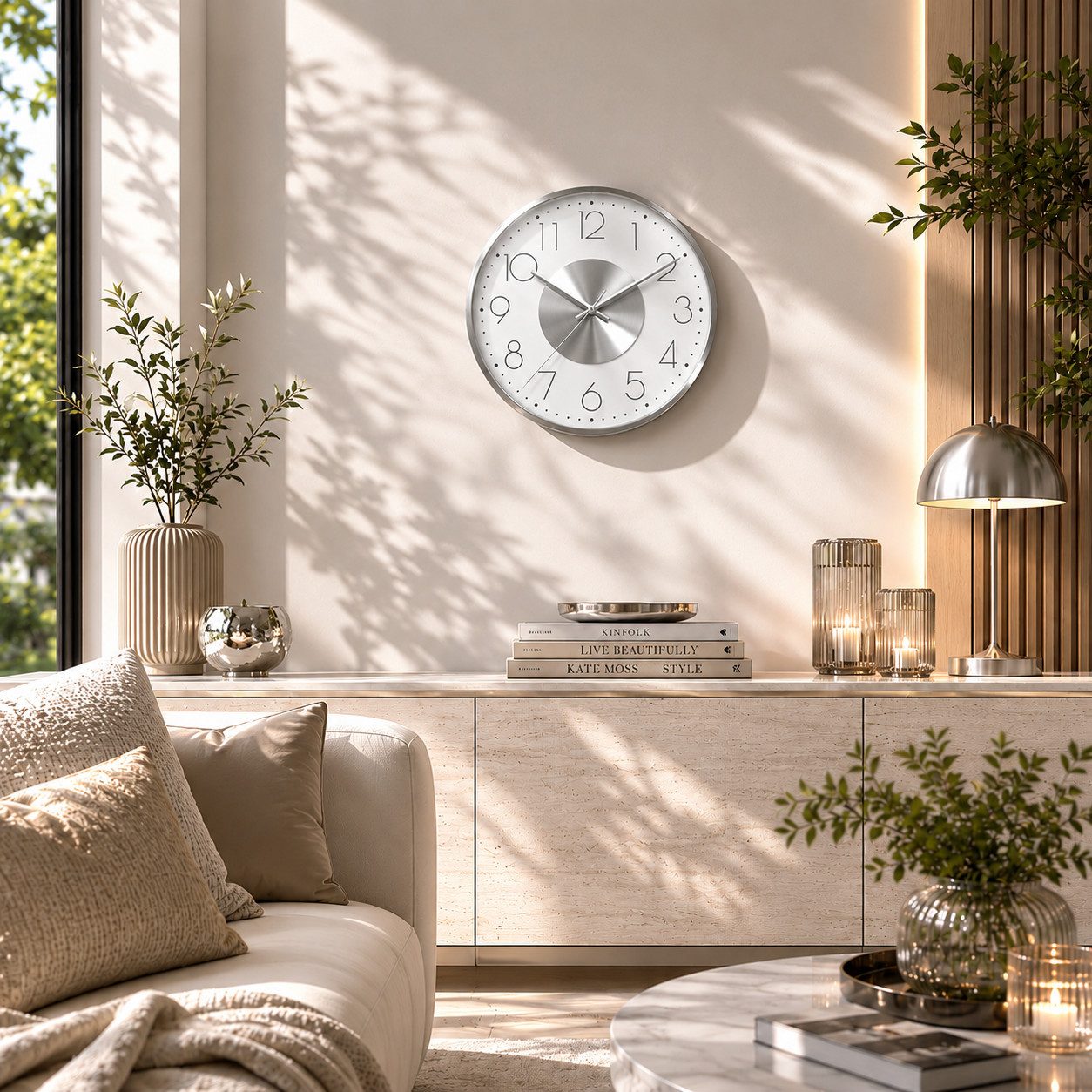 K&L Wall Art Wanduhr Aluminium Wanduhren aus Metall modern Metalluhr (ohne Tick-Geräusche)