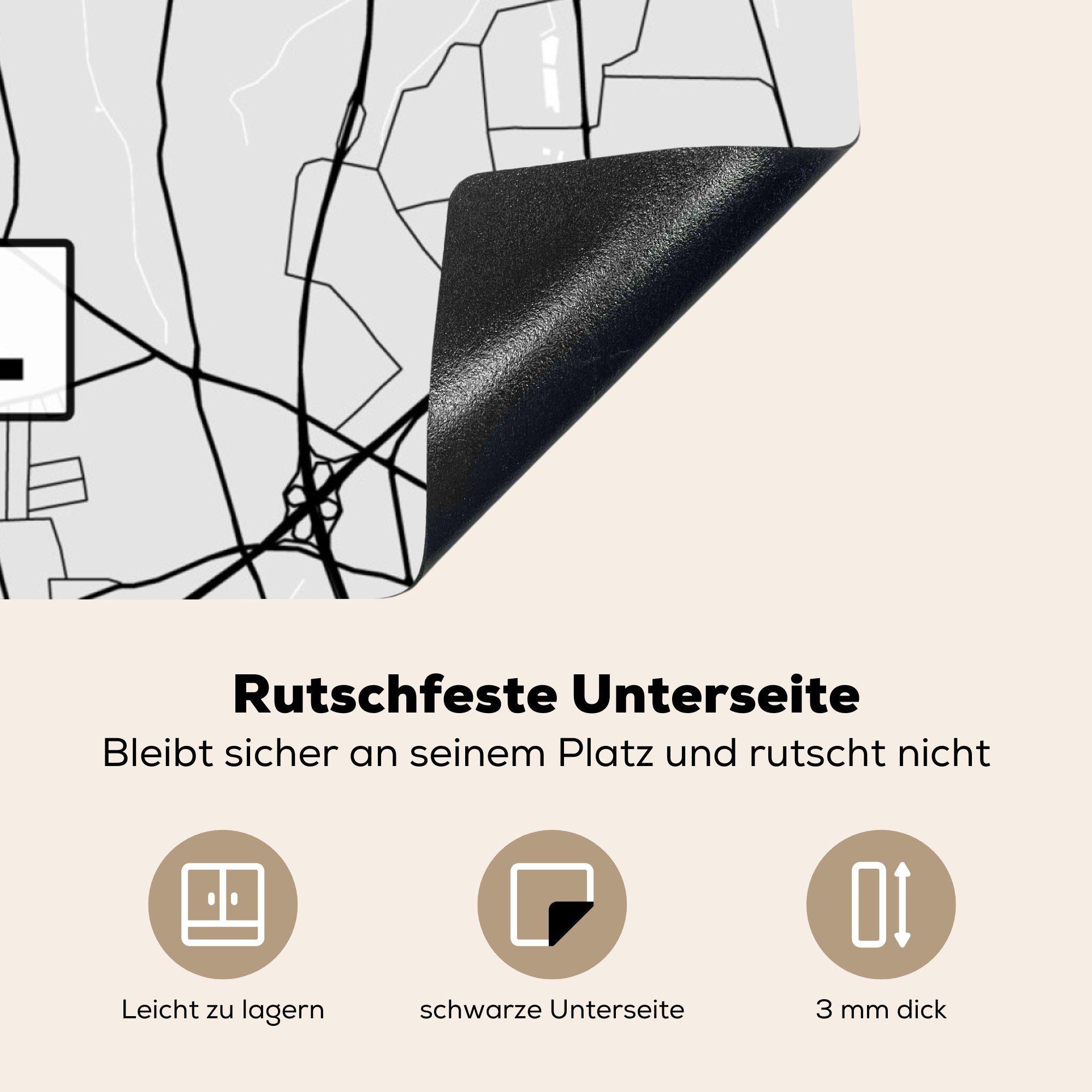 MuchoWow Herdblende-/Abdeckplatte Stadtplan Karte - Karte, Marl - (1 für - Arbeitsplatte tlg), küche Deutschland 78x78 - cm, Vinyl, Ceranfeldabdeckung