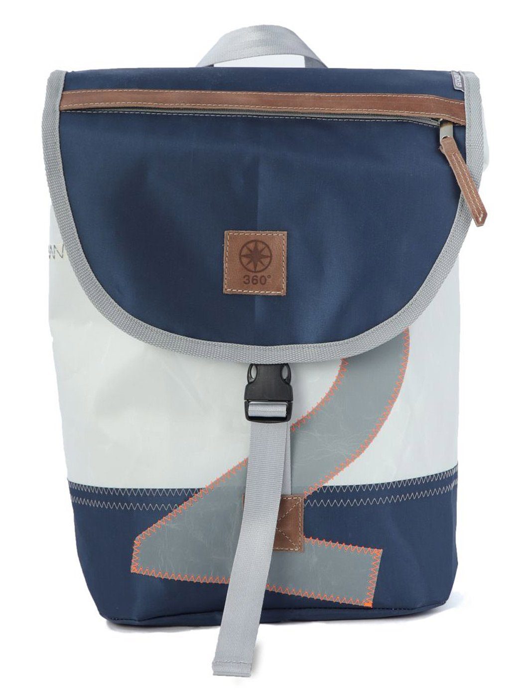 360Grad Rucksack Rucksack Landgang Mini Weiss Grau, recyceltes Segeltuch