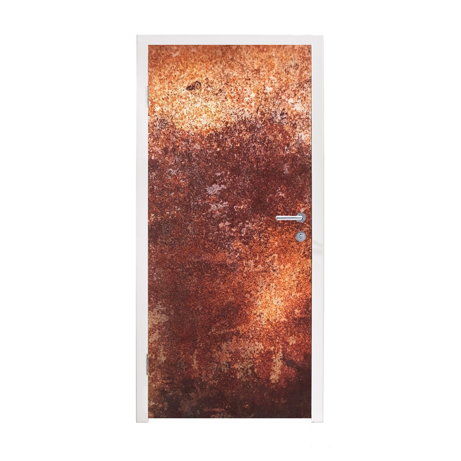 MuchoWow Türtapete Metall Tür, - Türaufkleber, Matt, 75x205 St), cm für (1 bedruckt, Rost, - Stahl Fototapete