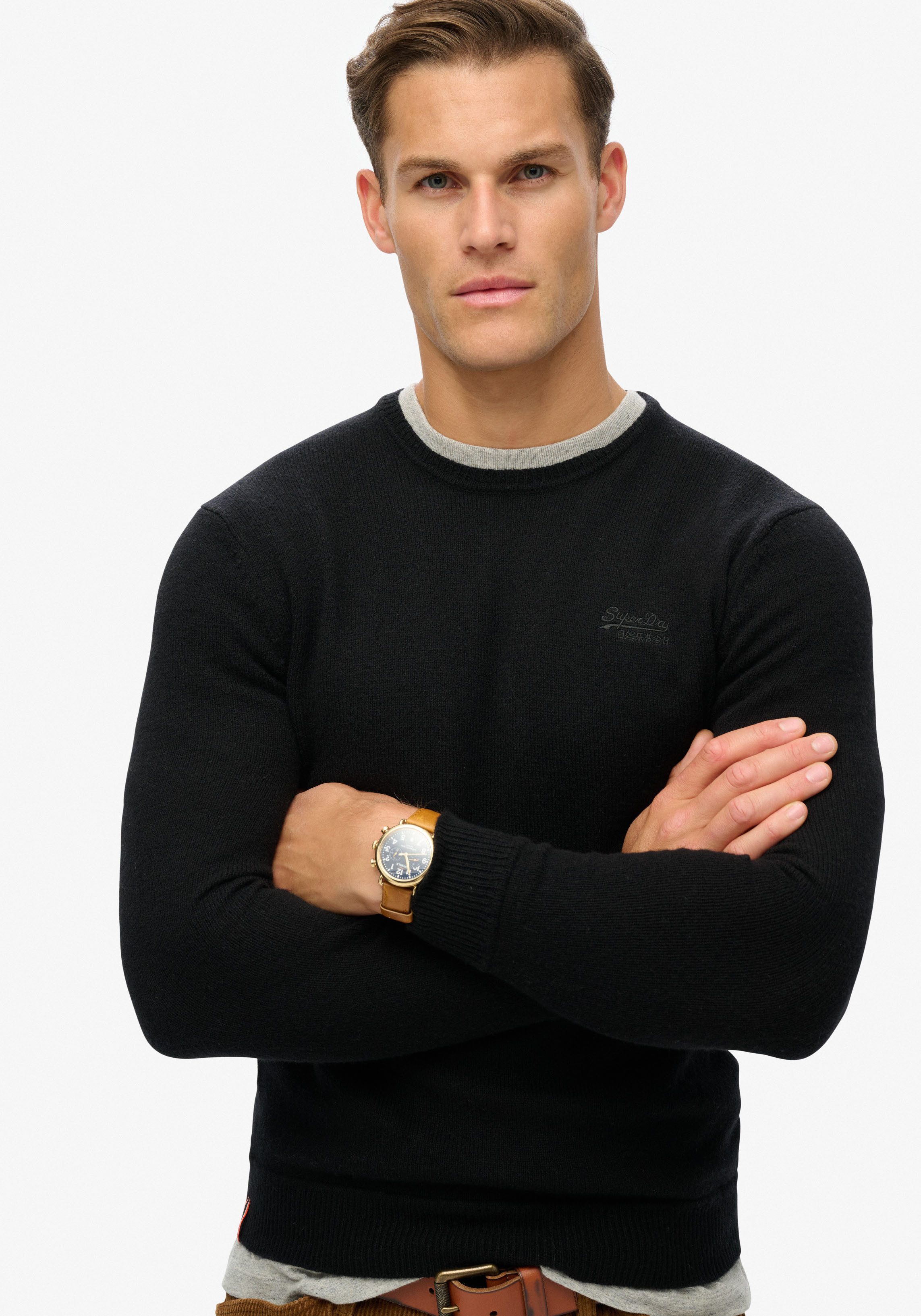 Superdry Rundhalspullover ESSENTIAL SLIM FIT CREW günstig online kaufen