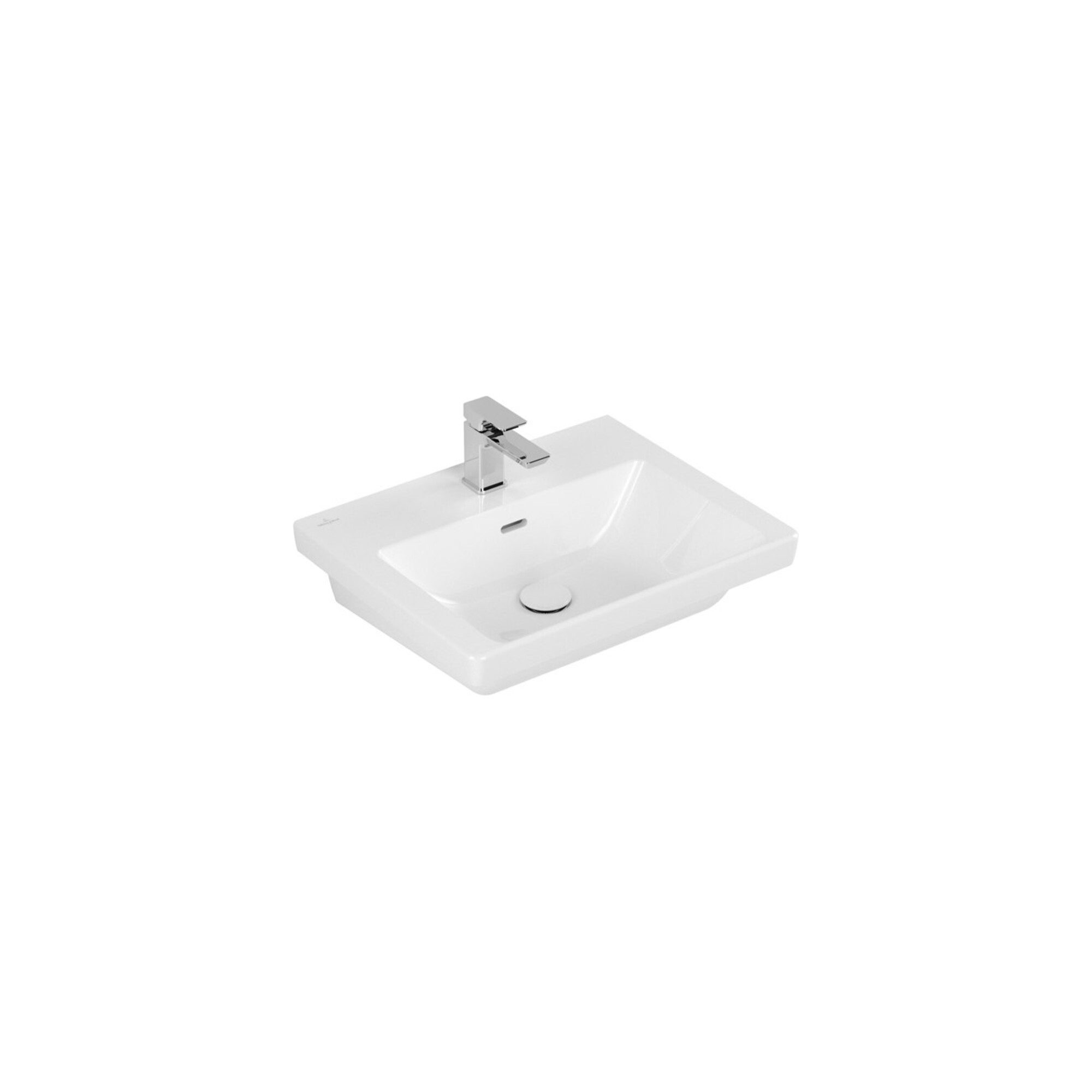 Villeroy & Boch Badmöbel-Set V&B Waschtisch Subway 3.0 55x44cm, eck., m 1 HL/mit Überlauf, weiß