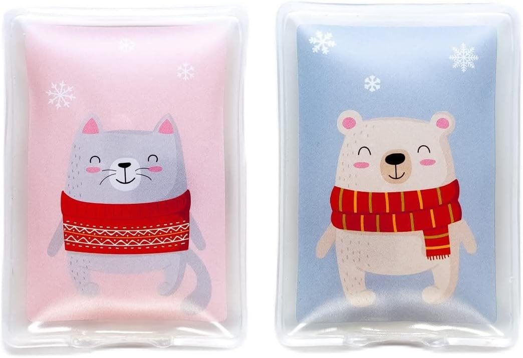 HF Home Flair Handwärmer schöne Handwärmer I Wiederverwendbar (2er Set Katze & Bär), 2-tlg., Wiederverwendbare Taschenwärmer I tolle Muster