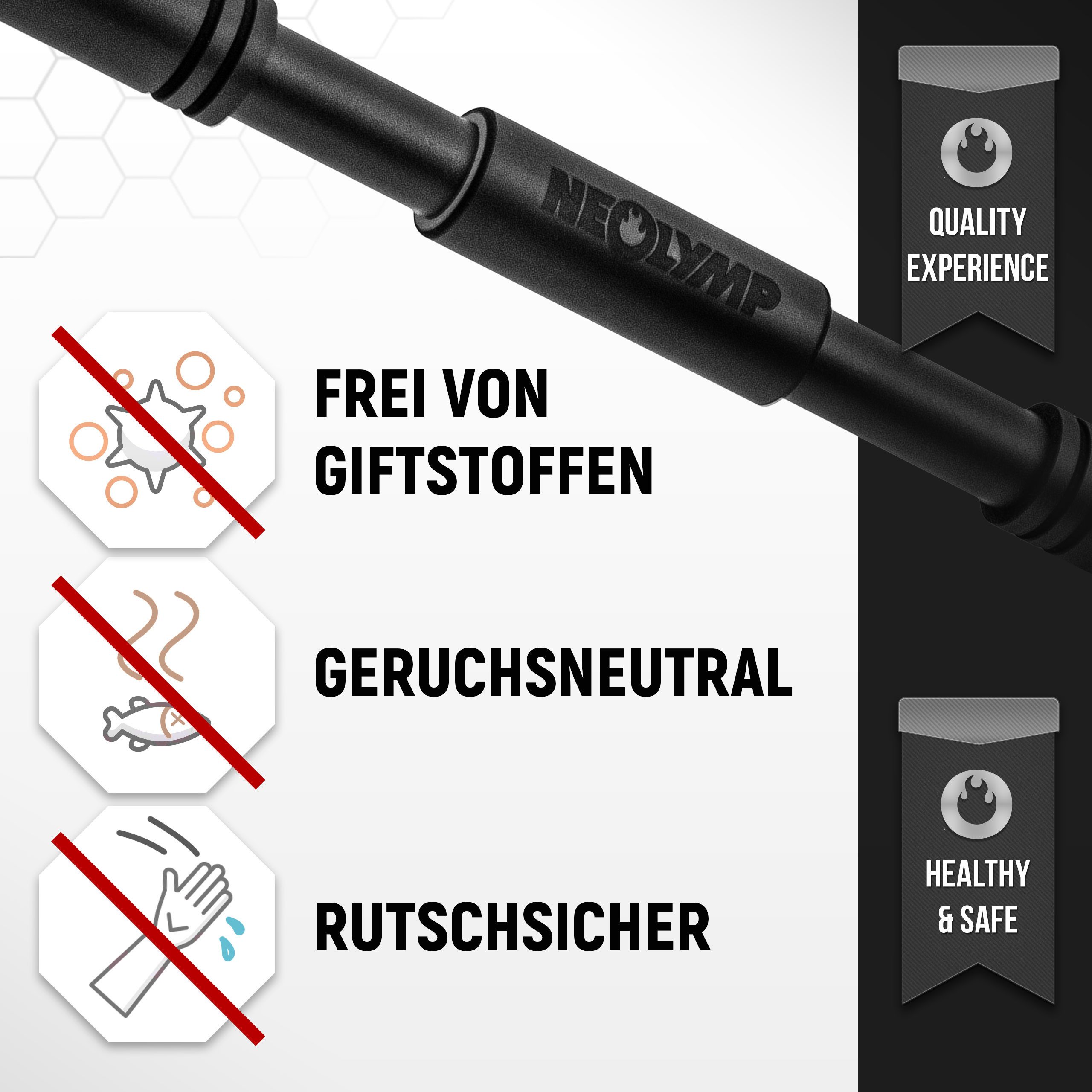NEOLYMP Klimmzugstange Klimmzug Hilfe - Ohne Schrauben - Klimmzugstange Türrahmen - Pull up (Klimmzugstange im Türrahmen - 2 verschiedene Farben - Home Gym), Schaumstoffgriffe - Bis 300kg - Verstellbar 73-100cm - Klimmzüge