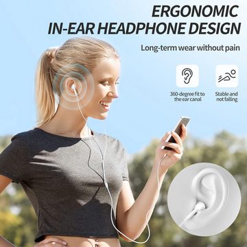 walkbee Kopfhörer, HiFi-Stereo-In-Ear-Kopfhörer mit Mikrofon In-Ear-Kopfhörer (3,5 mm Kopfhörer, Kabelgebundene Kopfhörer, kompatibel mit iPhone/iPad/Android/Samsung/MP3/Laptop/Computer, Weiß)