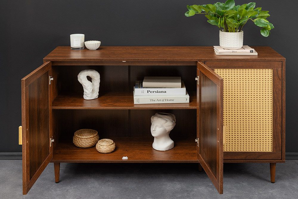 riess-ambiente Sideboard VIENNA 120cm braun · Retro-Kommode mit Wiener Geflecht und Stauraum (Einzelartikel, 1 St), 4 geschlossene Fächer · Wohnzimmer · Rattan · Natural Look · Design