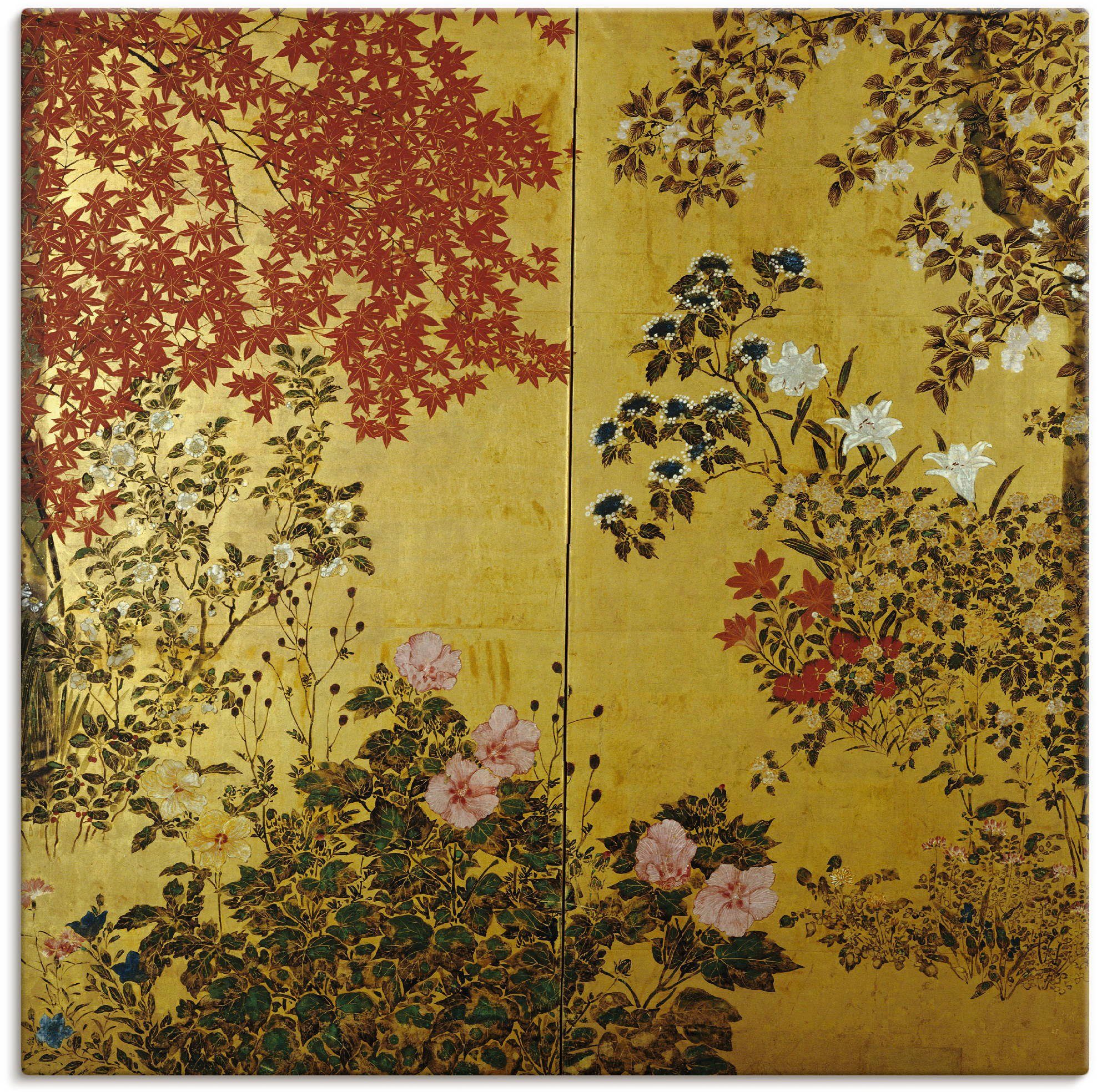 Artland Wandbild Japanischer Wandschirm 18. Jahrhundert, Pflanzen (1 St), als Leinwandbild, Poster, Wandaufkleber in verschied. Größen
