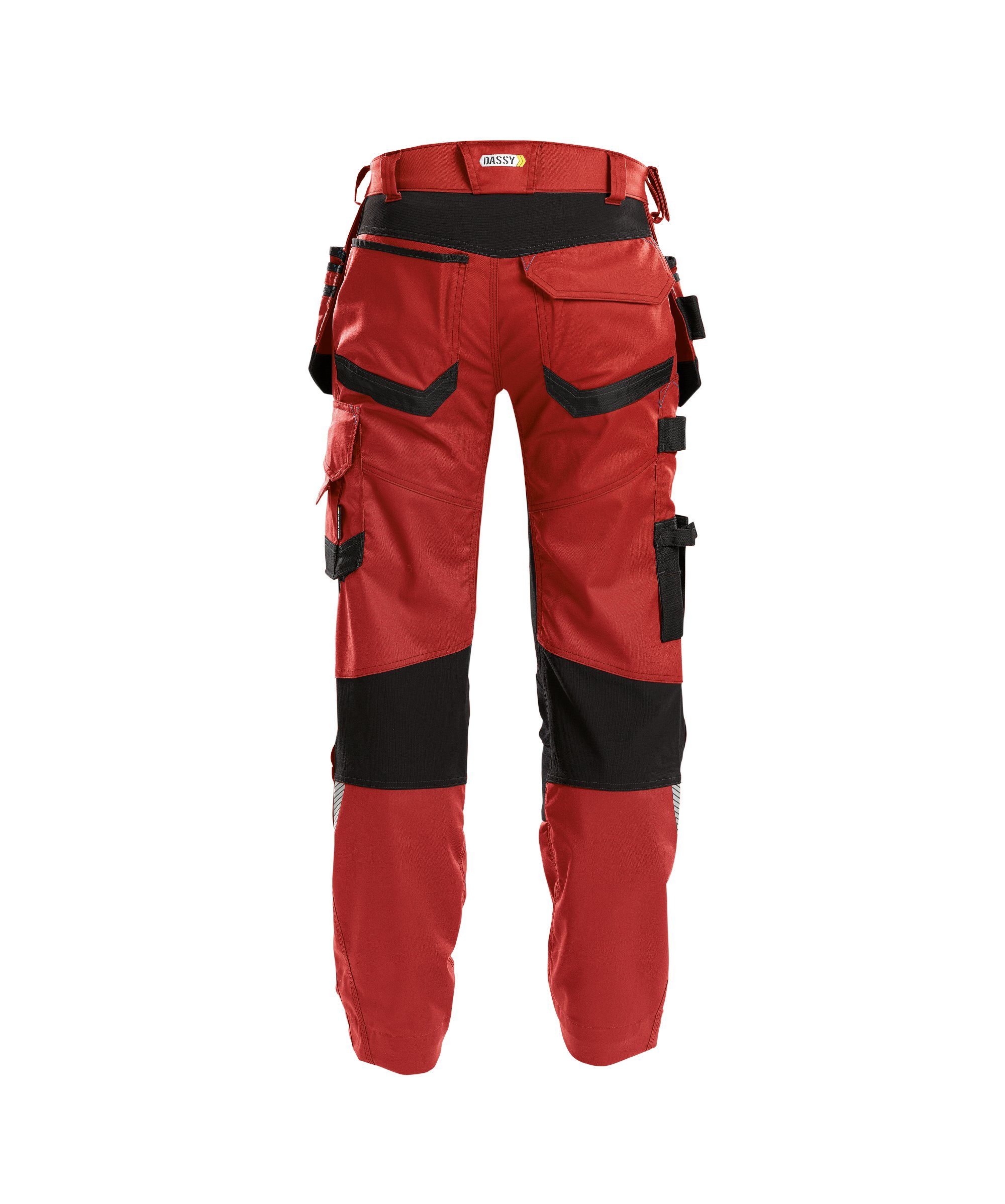 rot/schwarz mit Arbeitshose Holstertaschen Arbeitshose (1-tlg) und Kniepolstertaschen FLUX Stretch, Dassy