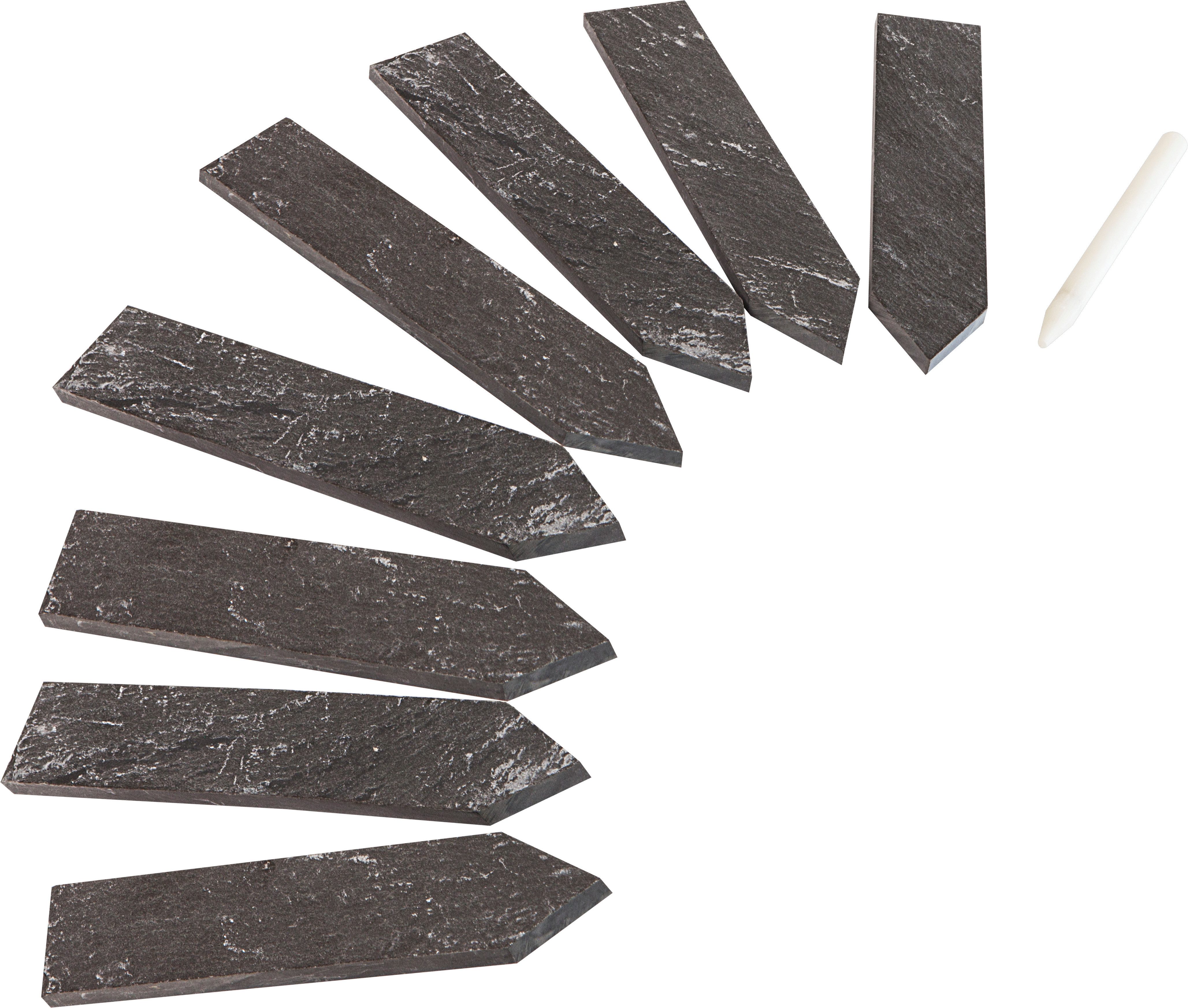 Windhager Gartenstecker Pflanzenstecker aus Schieferschilder, Stecketiketten und Gartendeko (Set, 8-St) ideal für Beschriftung im Gemüse und Kräuterbeet, 8 Stück + 1 Kreide