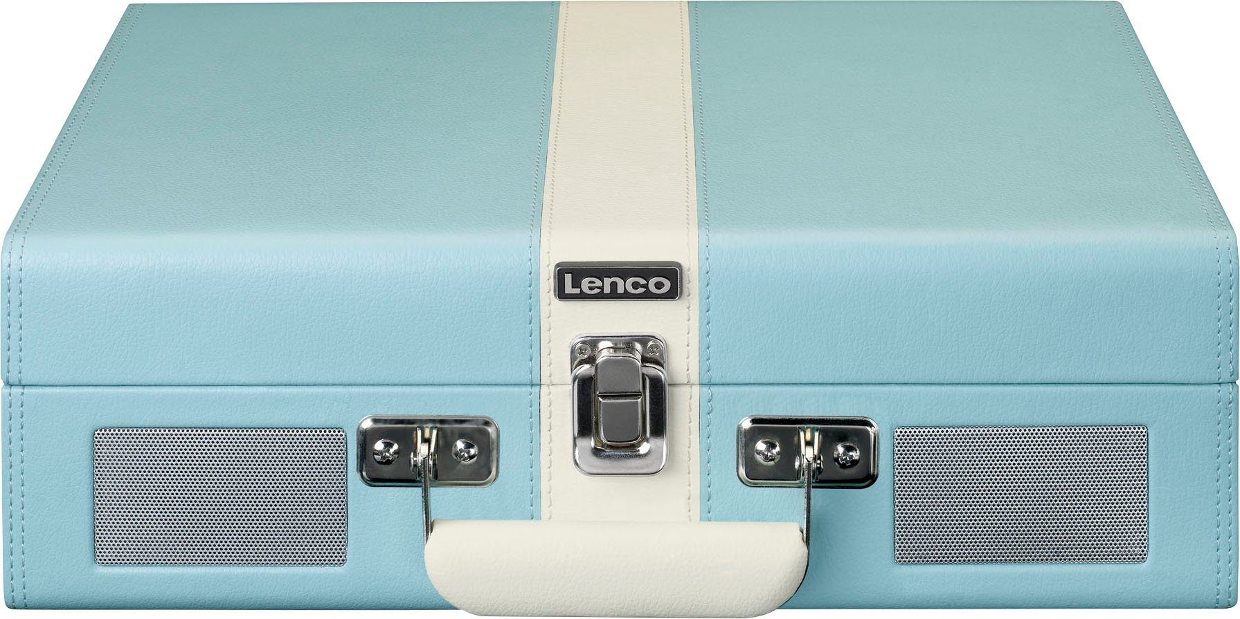 Lenco Koffer-Plattenspieler mit Plattenspieler (Riemenantrieb) und Lsp. Blau-Weiß eingebauten BT