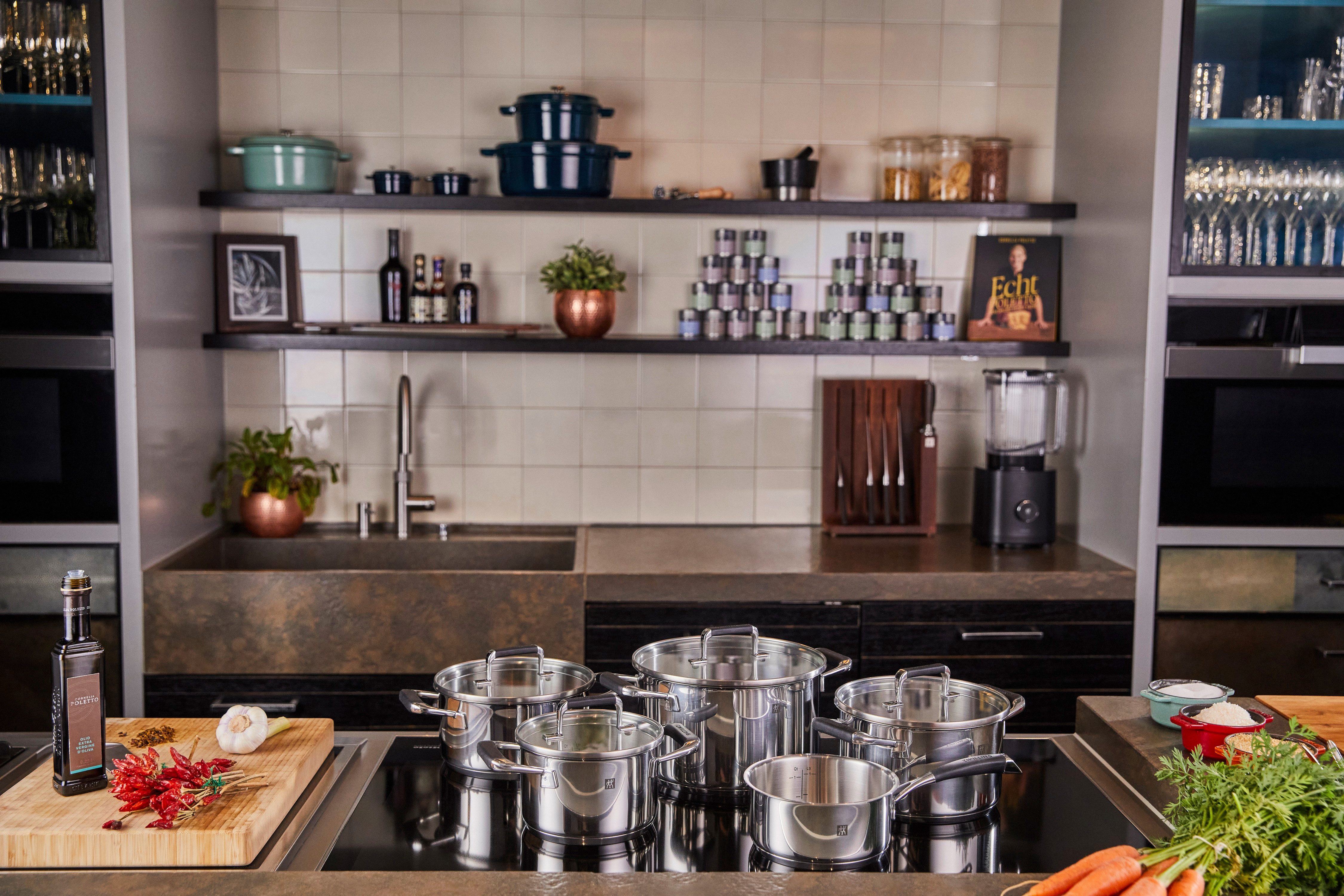 Zwilling Topf-Set Poletto, Edelstahl (Set, 5-tlg), 18/10 Edelstahl, Rostfrei, Silber, 5-tlg., Induktion