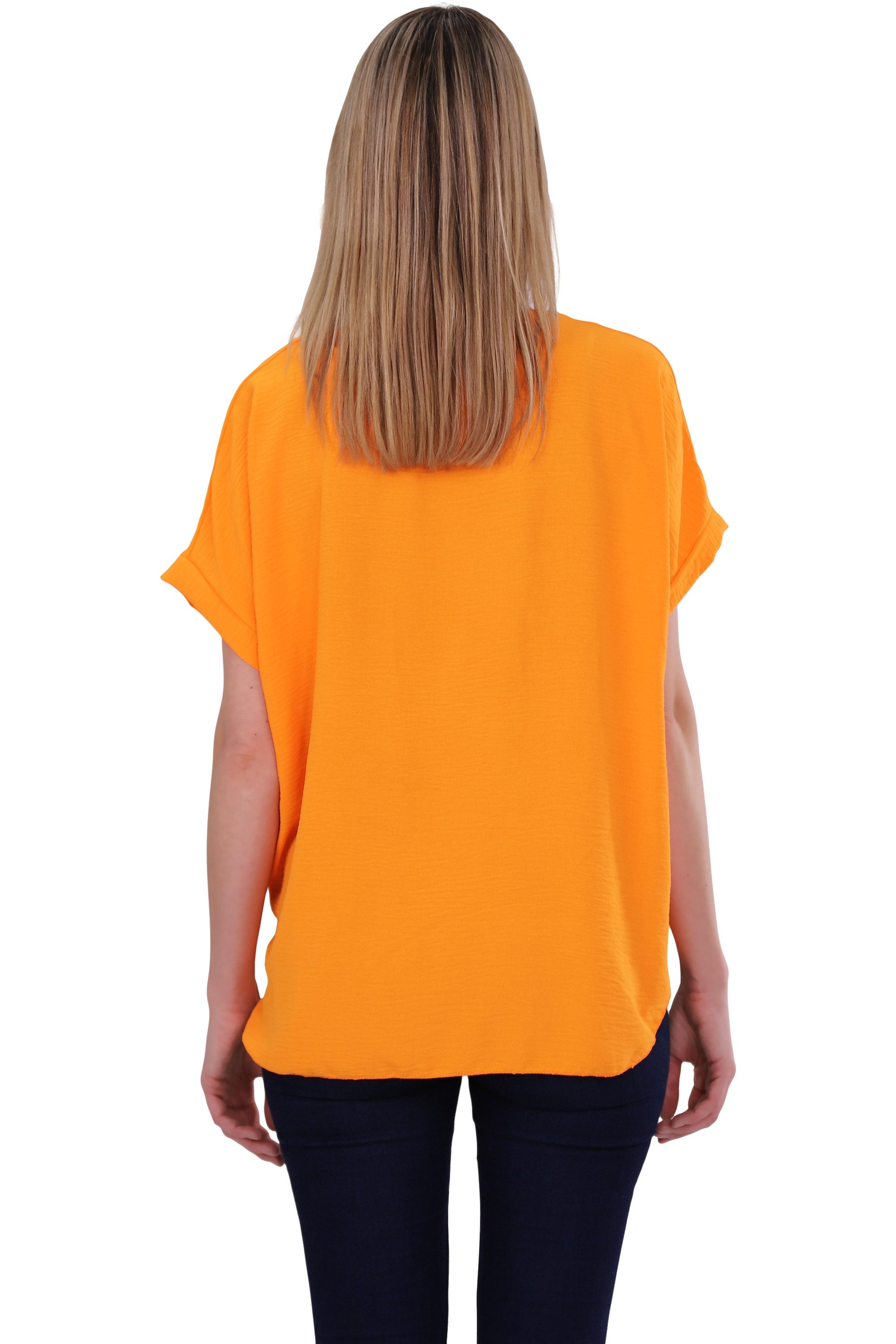 malito more than fashion Blusenshirt malito Damen Blusenshirt 10508 mit Bindeknoten und Kette Einheitsgröße